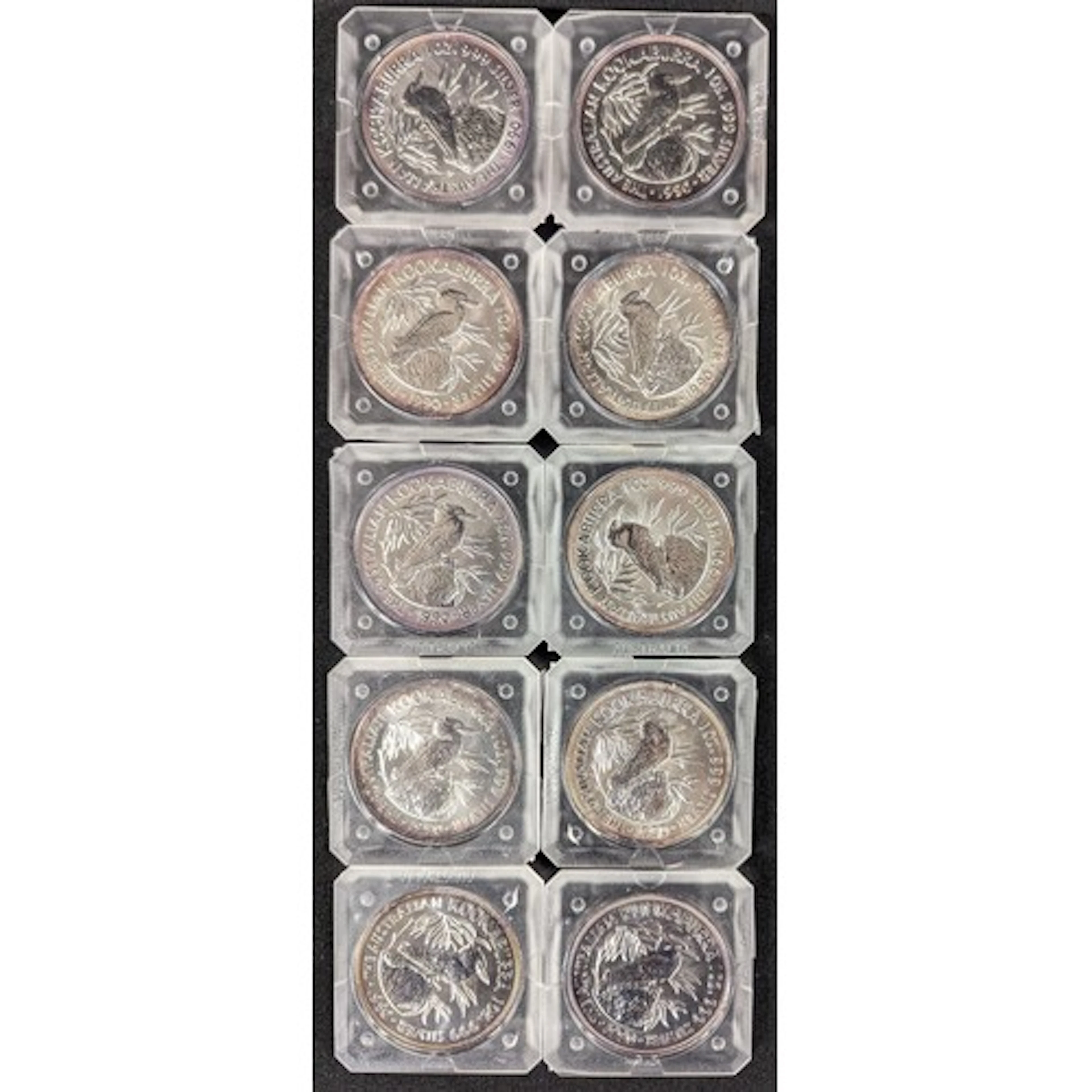Silver Coins : Australian x 10 1990 -1oz silver Kookaburra $...