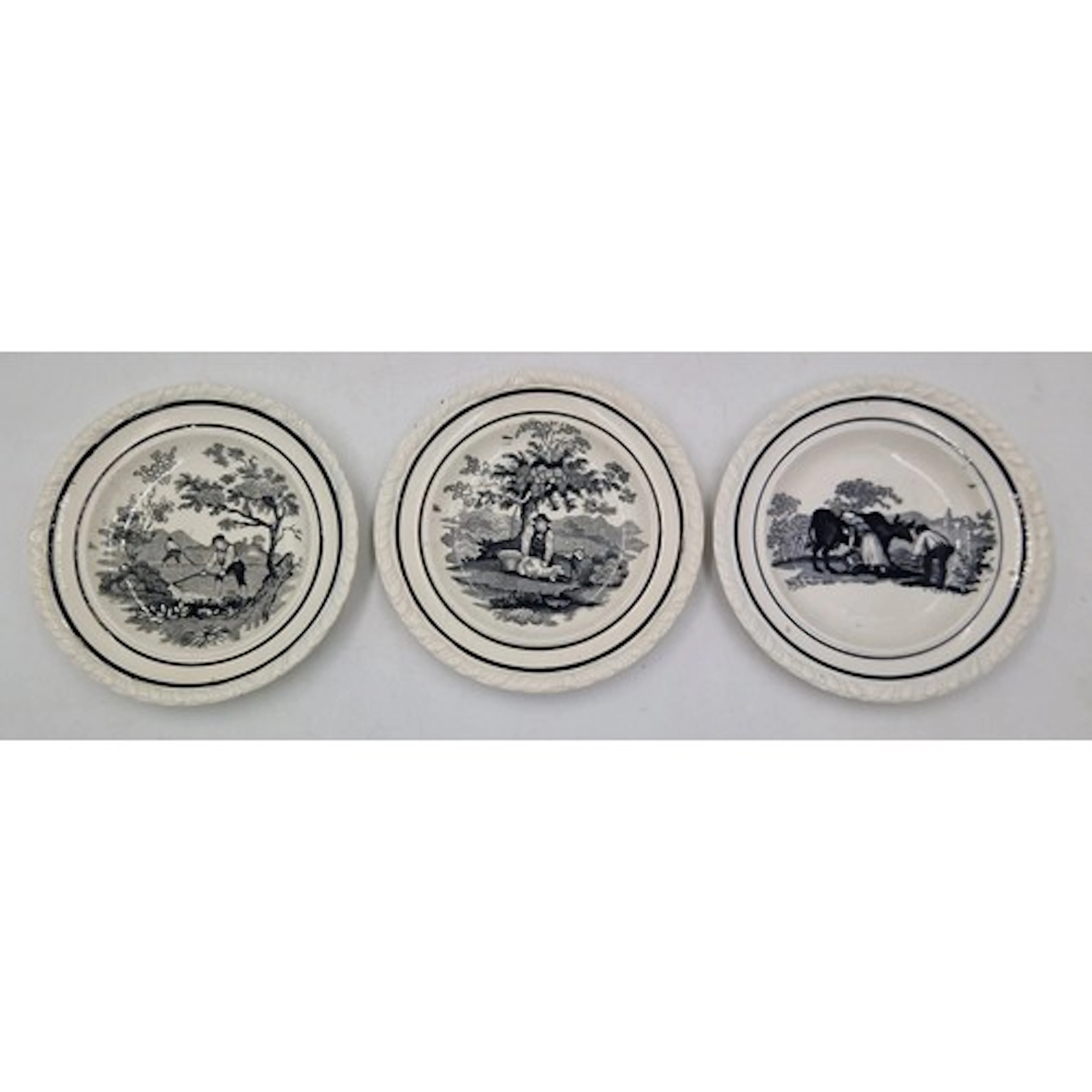 Three early 19th century black and white transfer printed Sw...