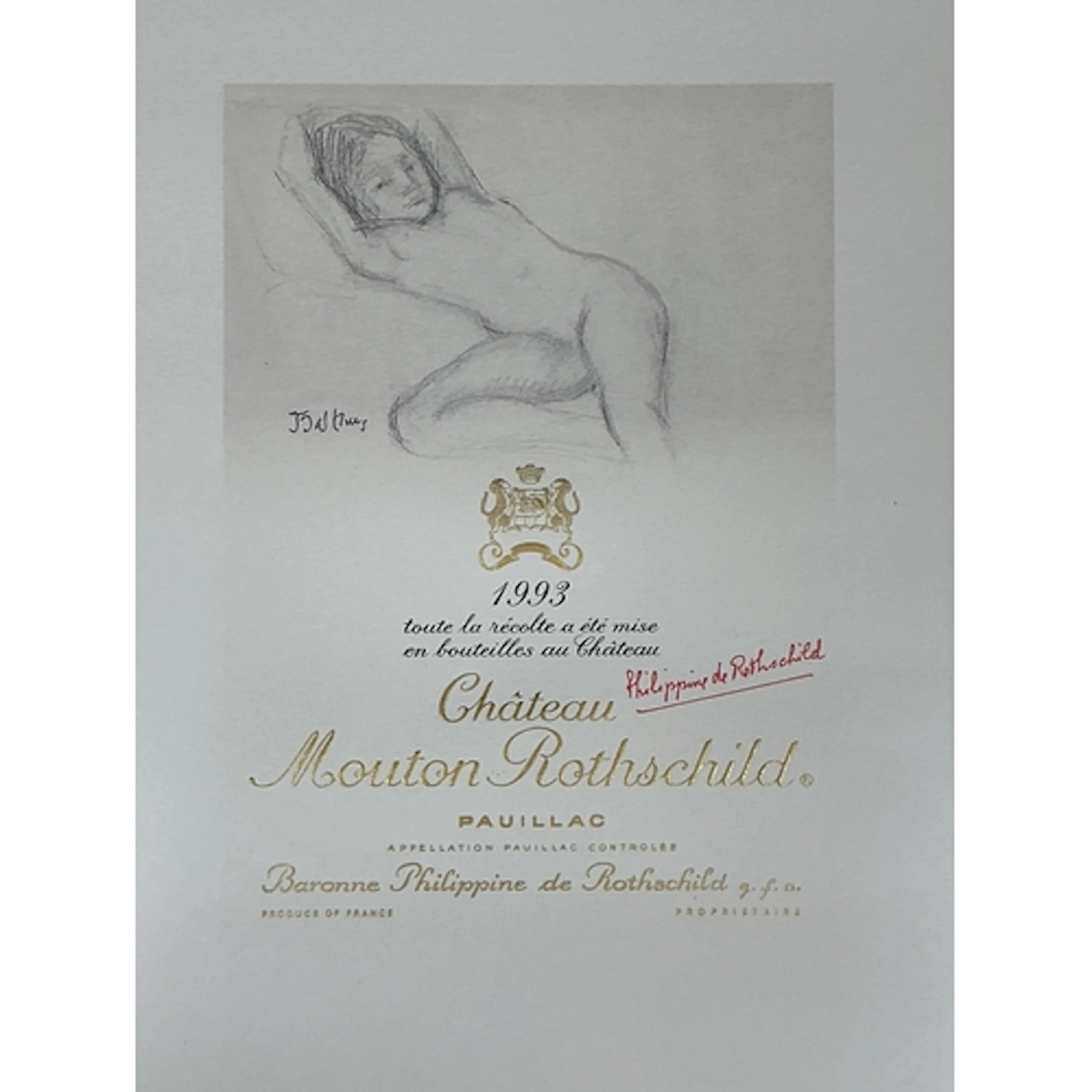Decorative print, Chateau Mouton Rothschild, 1993 fine wine ...