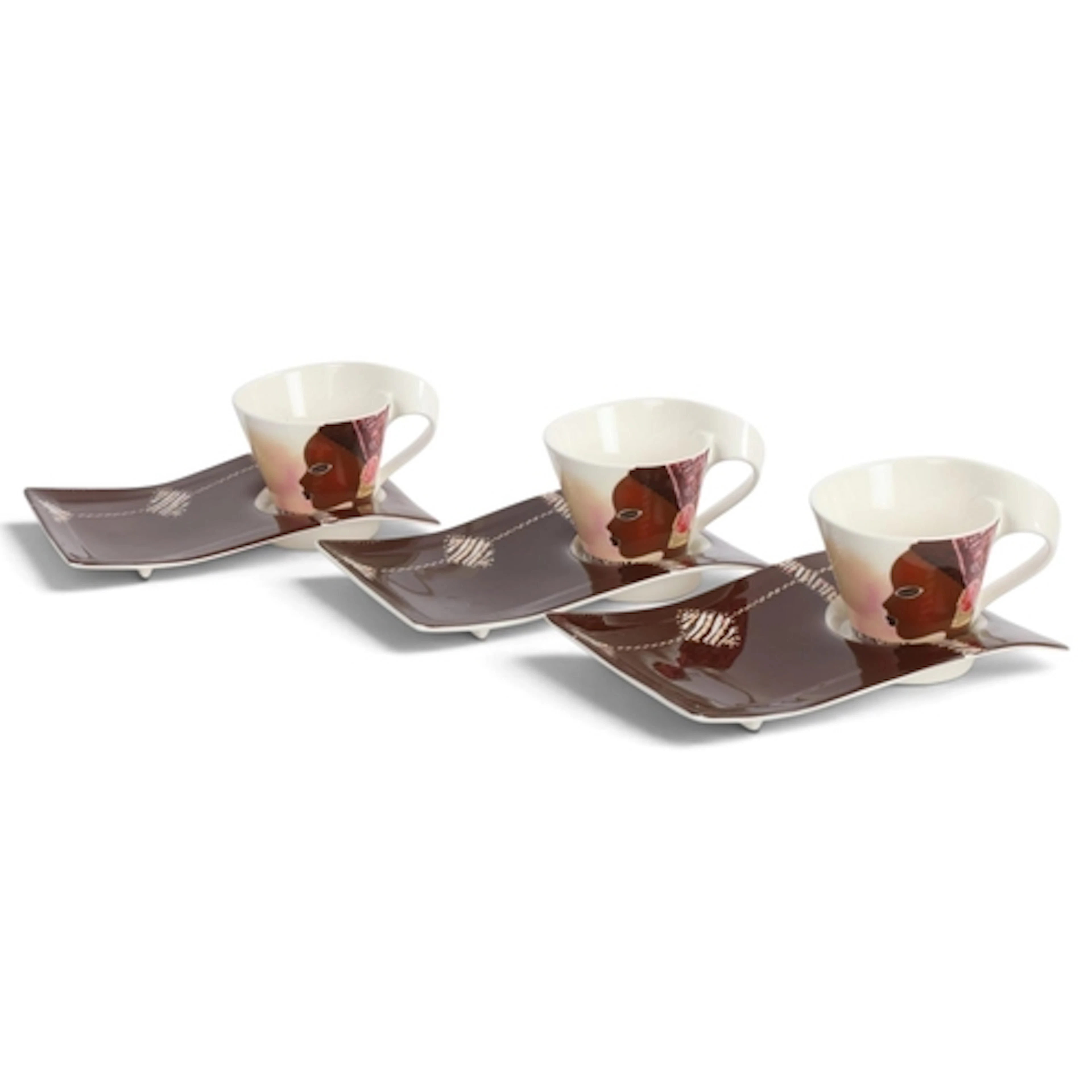 Villeroy & Boch, 3 Limited Edition 2007 coffee cups and wave...