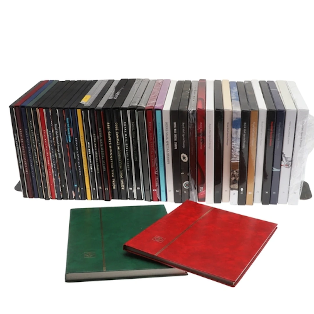 LARGE SET OF ROYAL MAIL YEARBOOKS & GREAT BRITAIN STOCK BOOK...