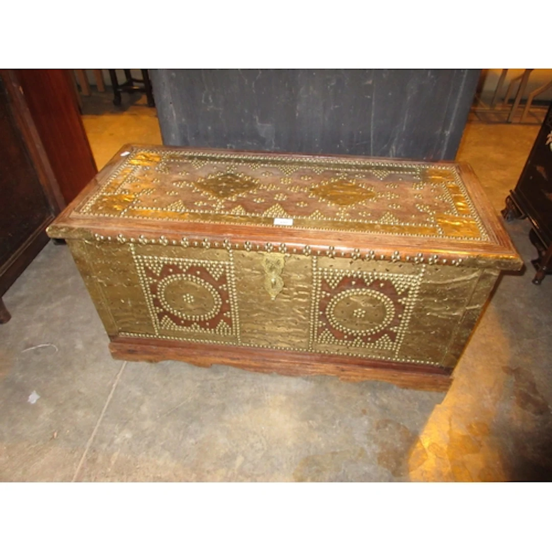 Zanzibar Type Trunk with Brass Fittings, 96x42x47cm h
