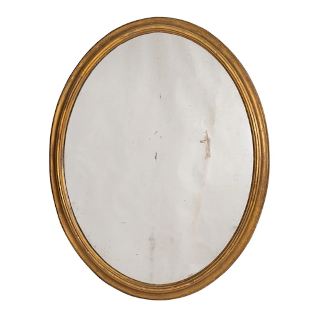 A giltwood framed oval wall mirror, late 19th /early 20th ce...