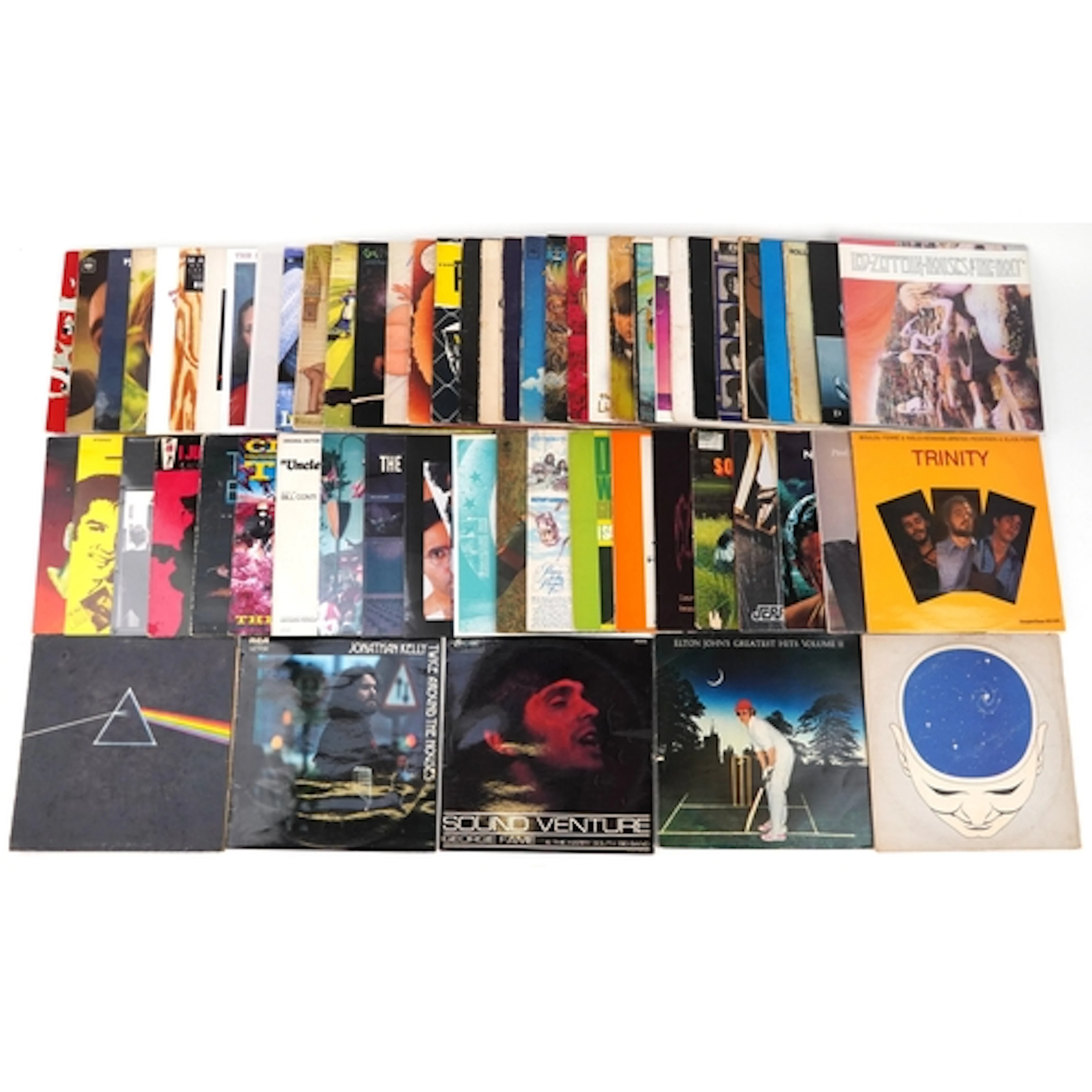 Collection of vinyl LP records, some sealed, including Led Z...