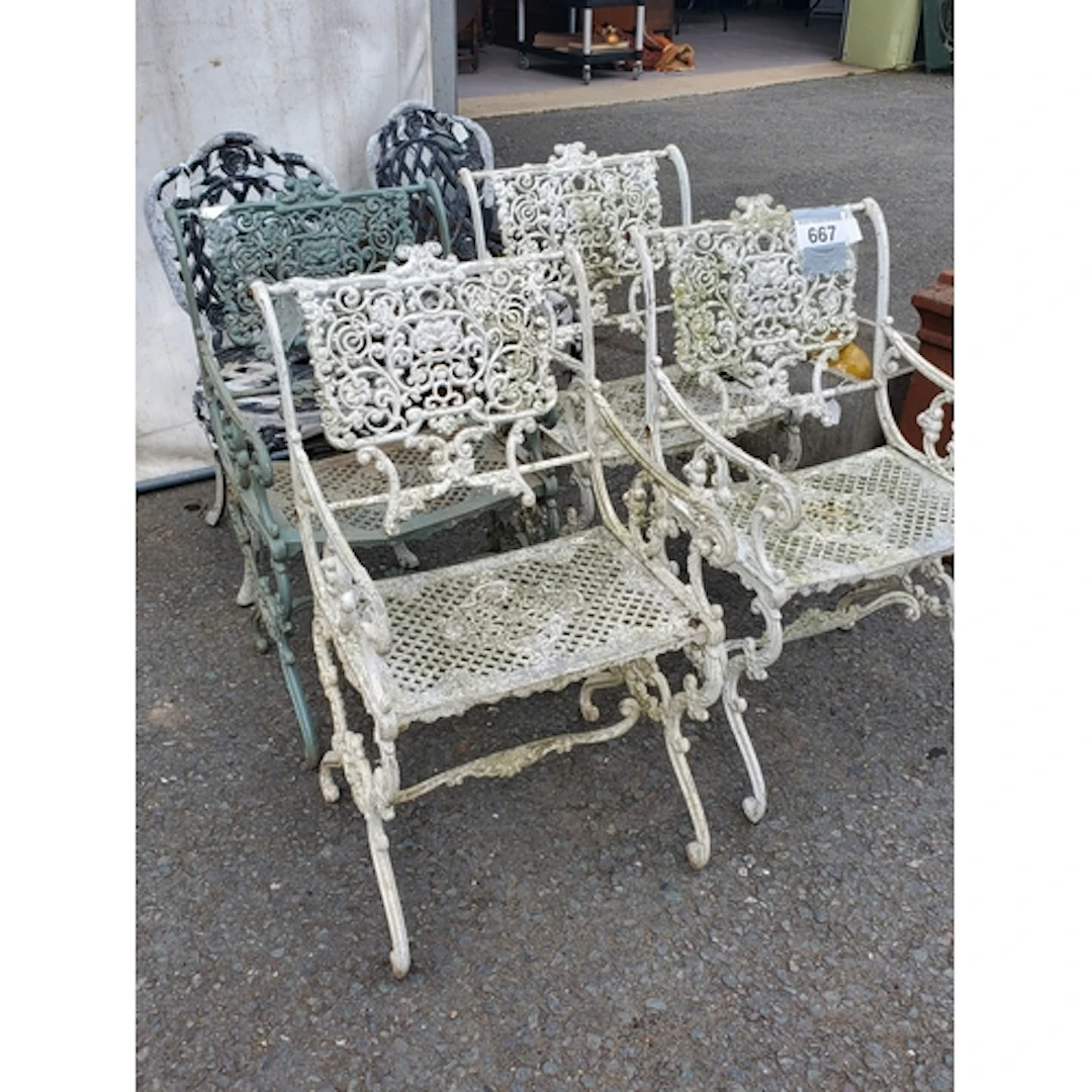 A set of six metal Garden Chairs