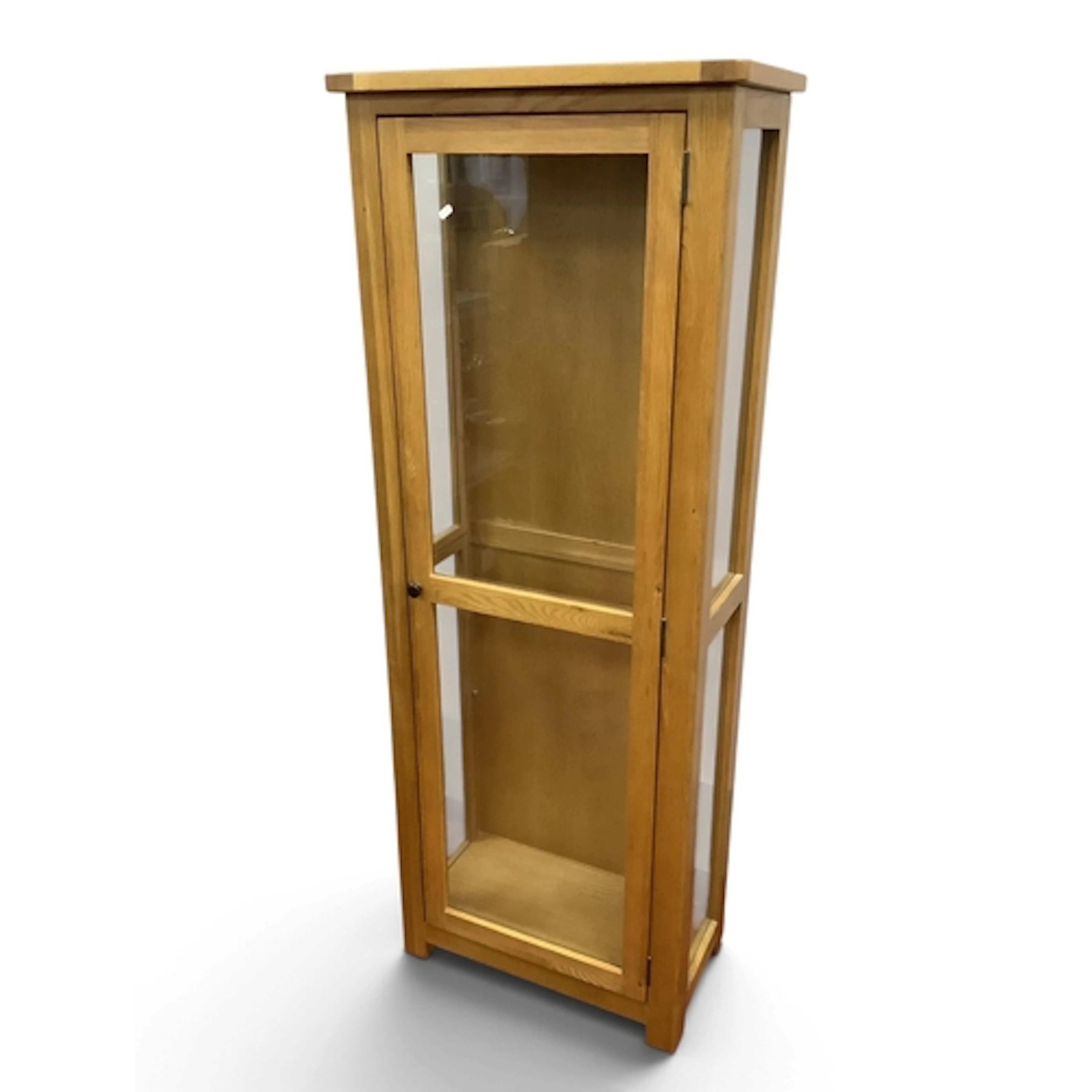 Light Oak Display Cabinet with full-length glazed door, adju...