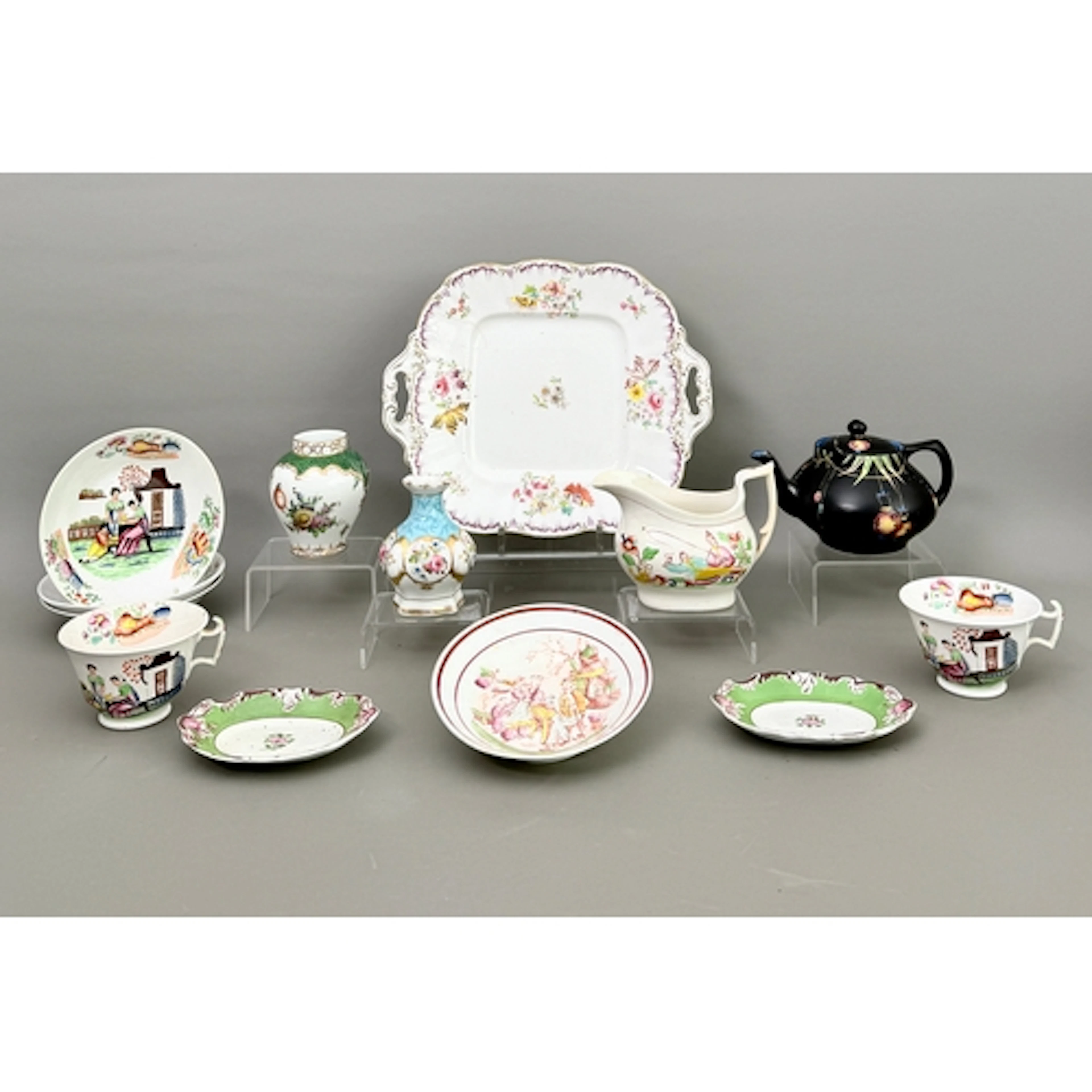 A small group of mainly nineteenth century decorative porcel...