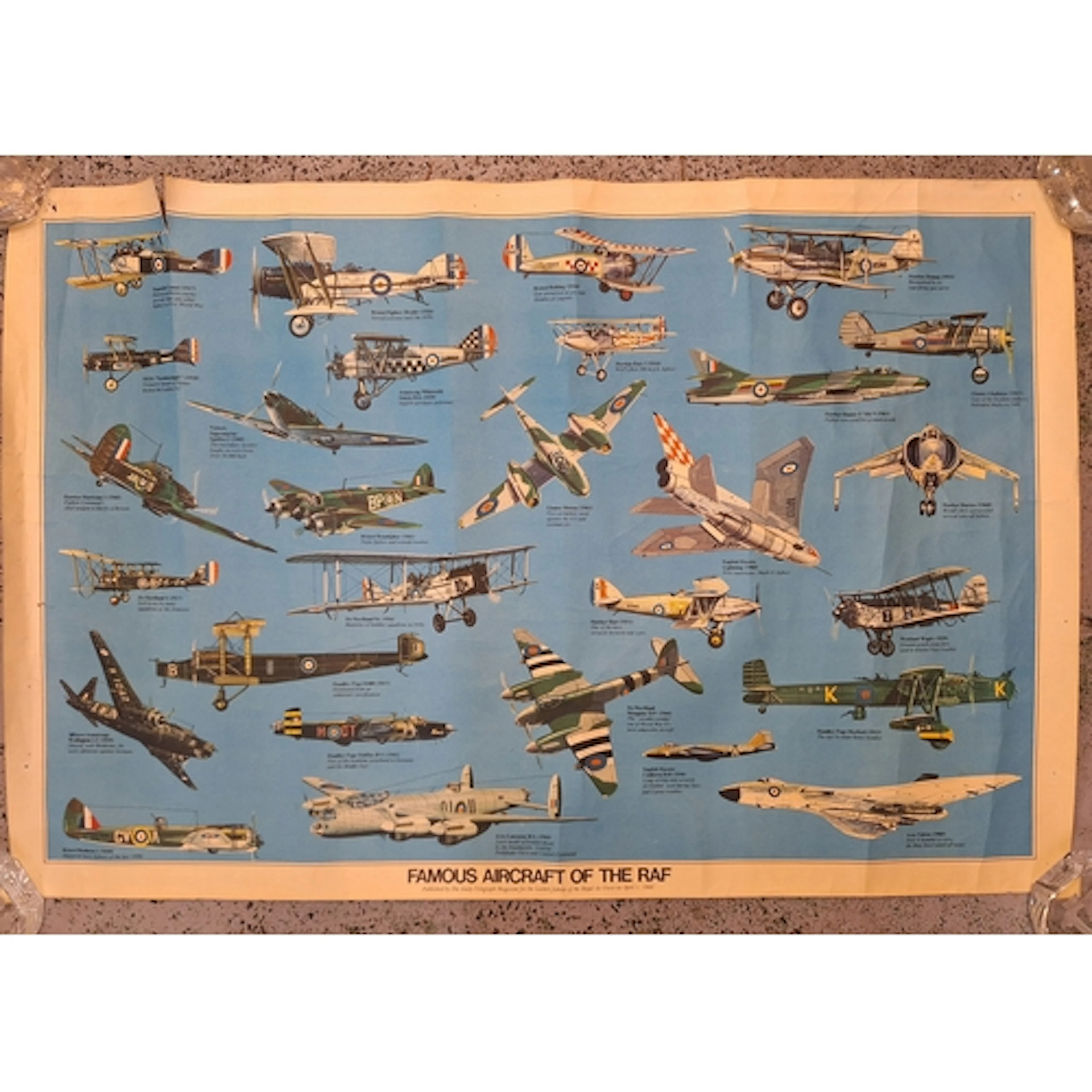 Printed Poster Famous Aircraft of the RAF approx. 76cm W x 5...