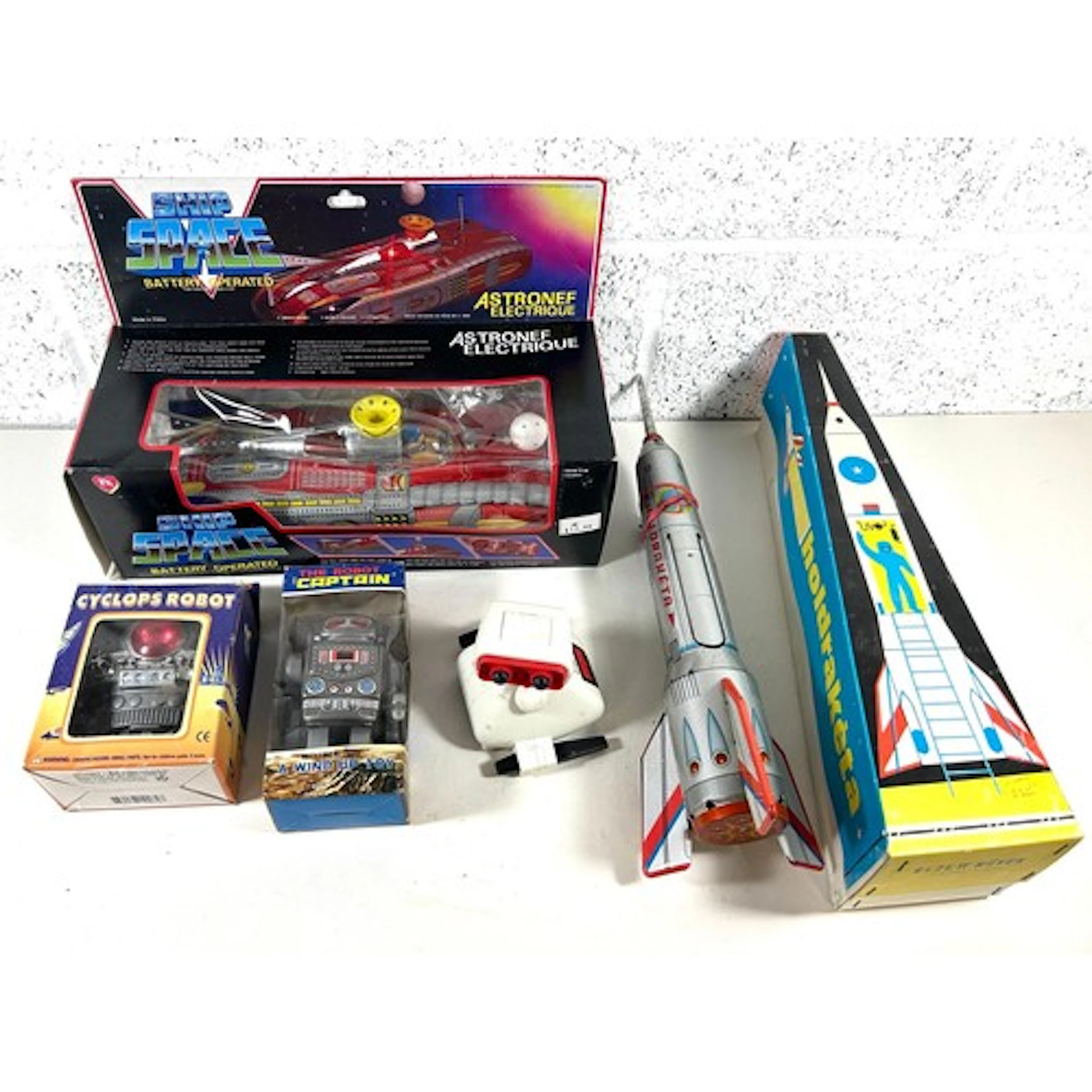 Space related toys. A late 1980's TOMY battery powered Chatb...