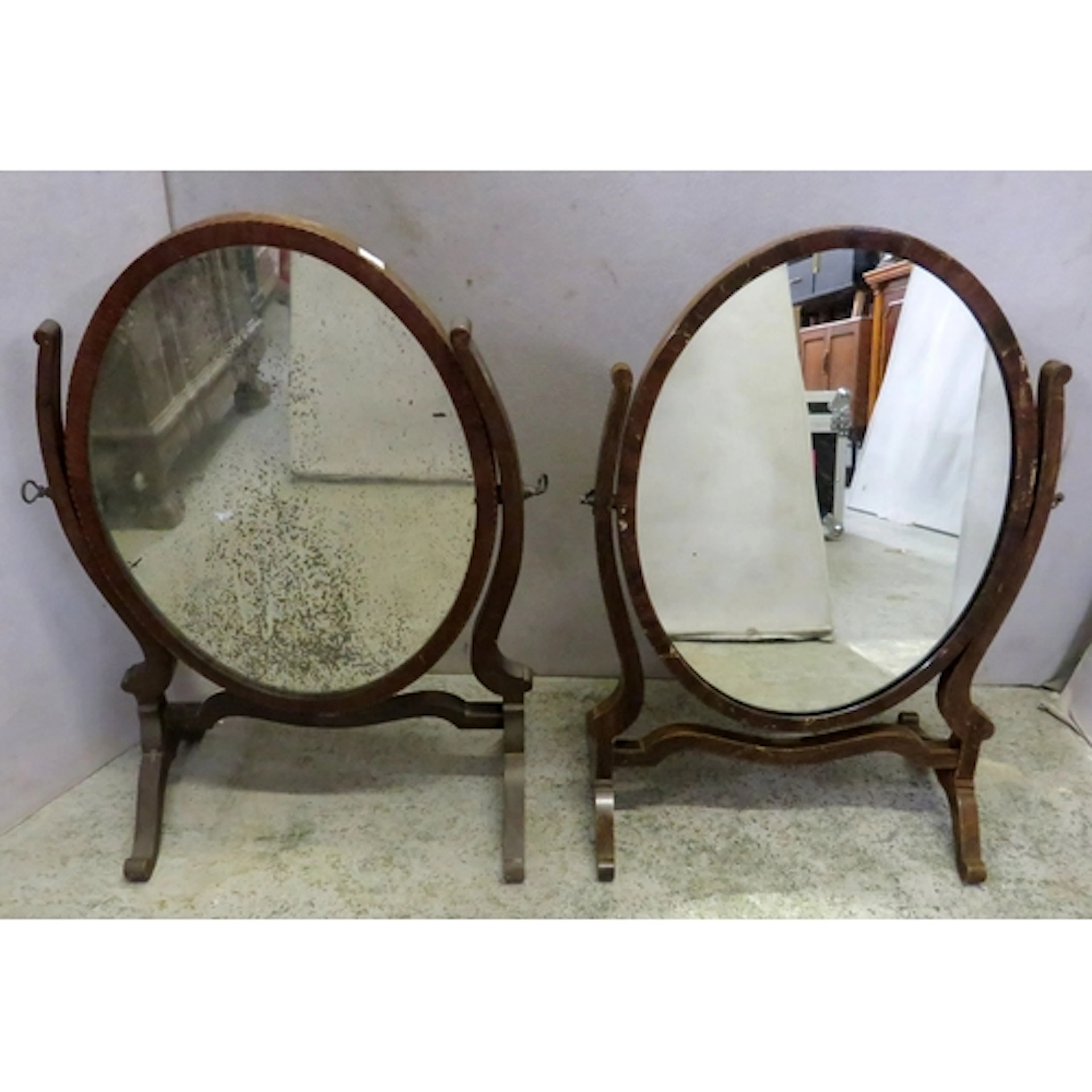 2 Oval Shaped Freestanding Dressing Table Mirrors, approx. 6...