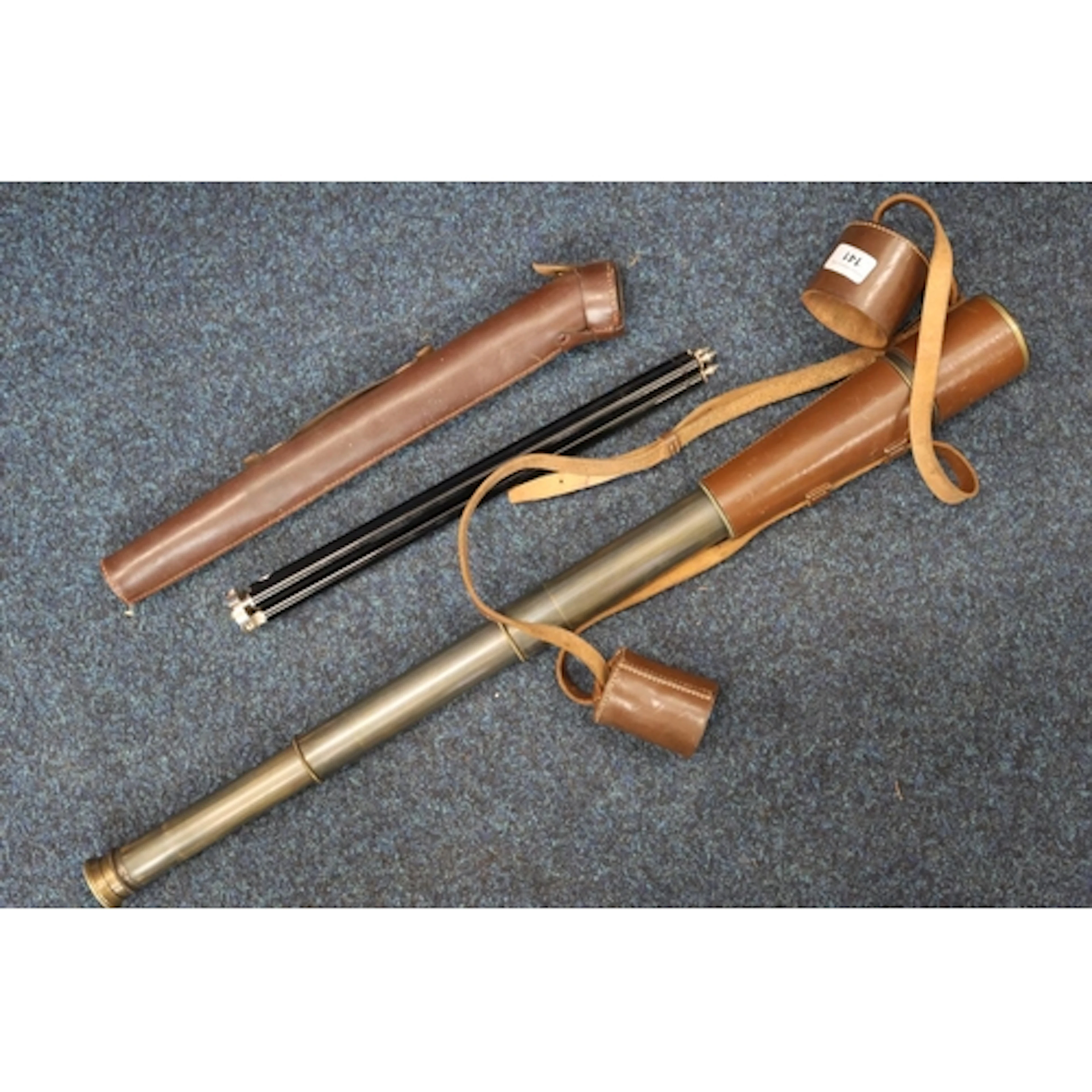 Broadhurst Clarkson and Co Ltd three draw brass telescope an...