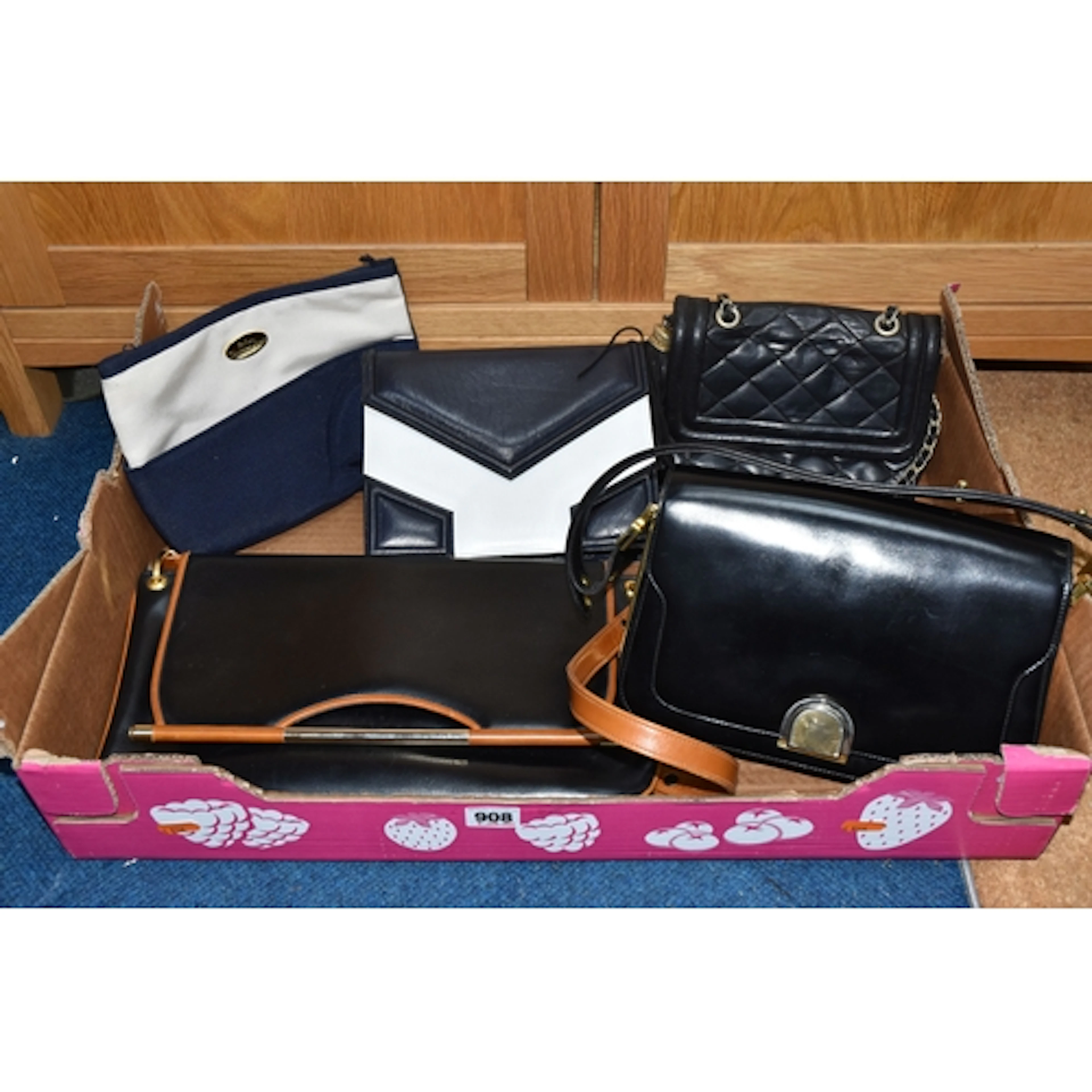 ONE BOX OF DESIGNER VINTAGE HANDBAGS, to include a black Cha...
