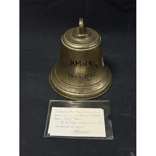 Cunard: Cunard: Midsized ships bell bearing the name Carman...