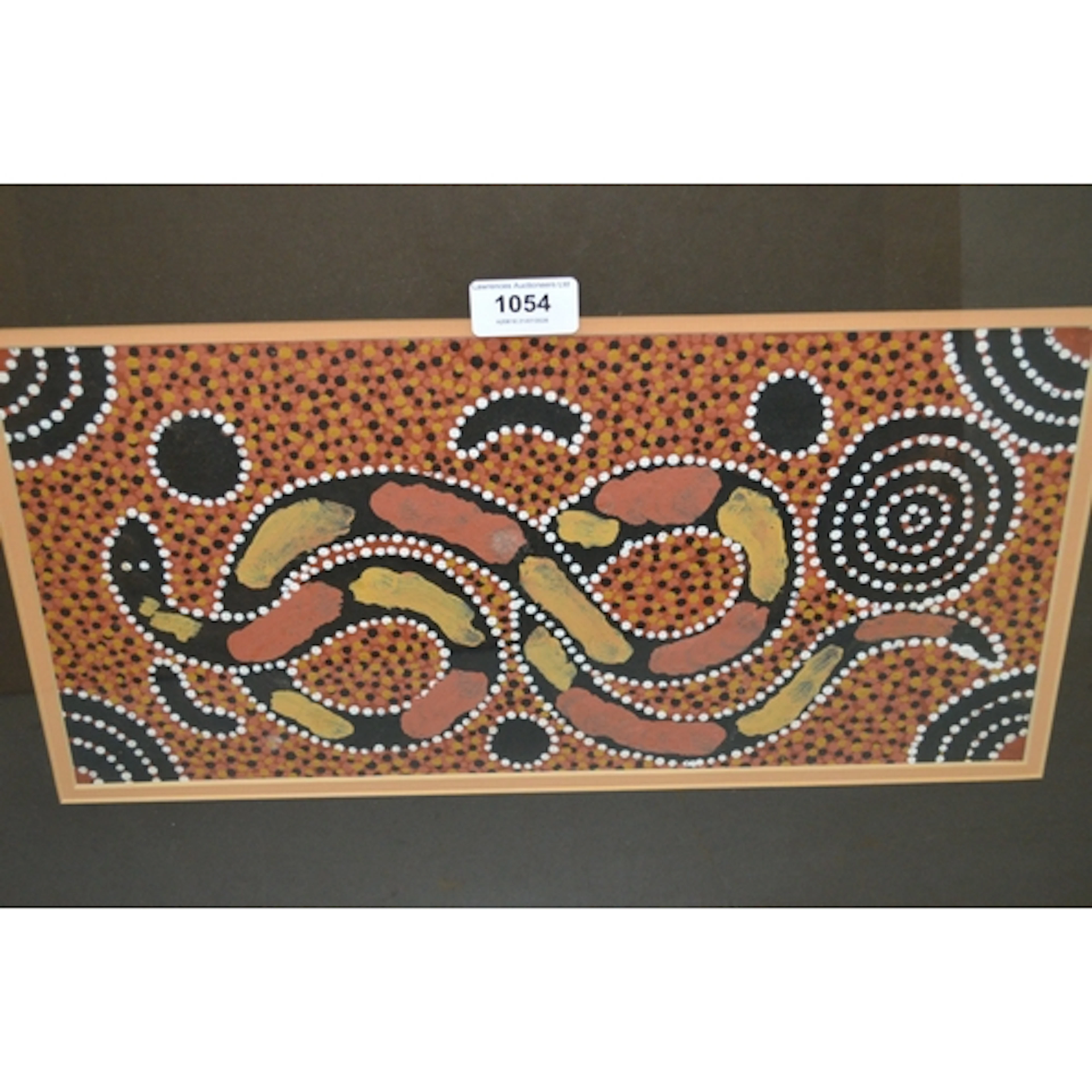 Two modern Aboriginal school mixed media paintings, the larg...
