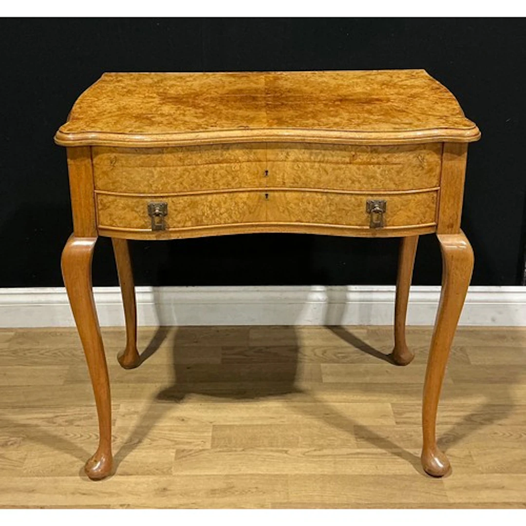 An Art Deco period burr walnut canteen table, 79cm high, 80c...