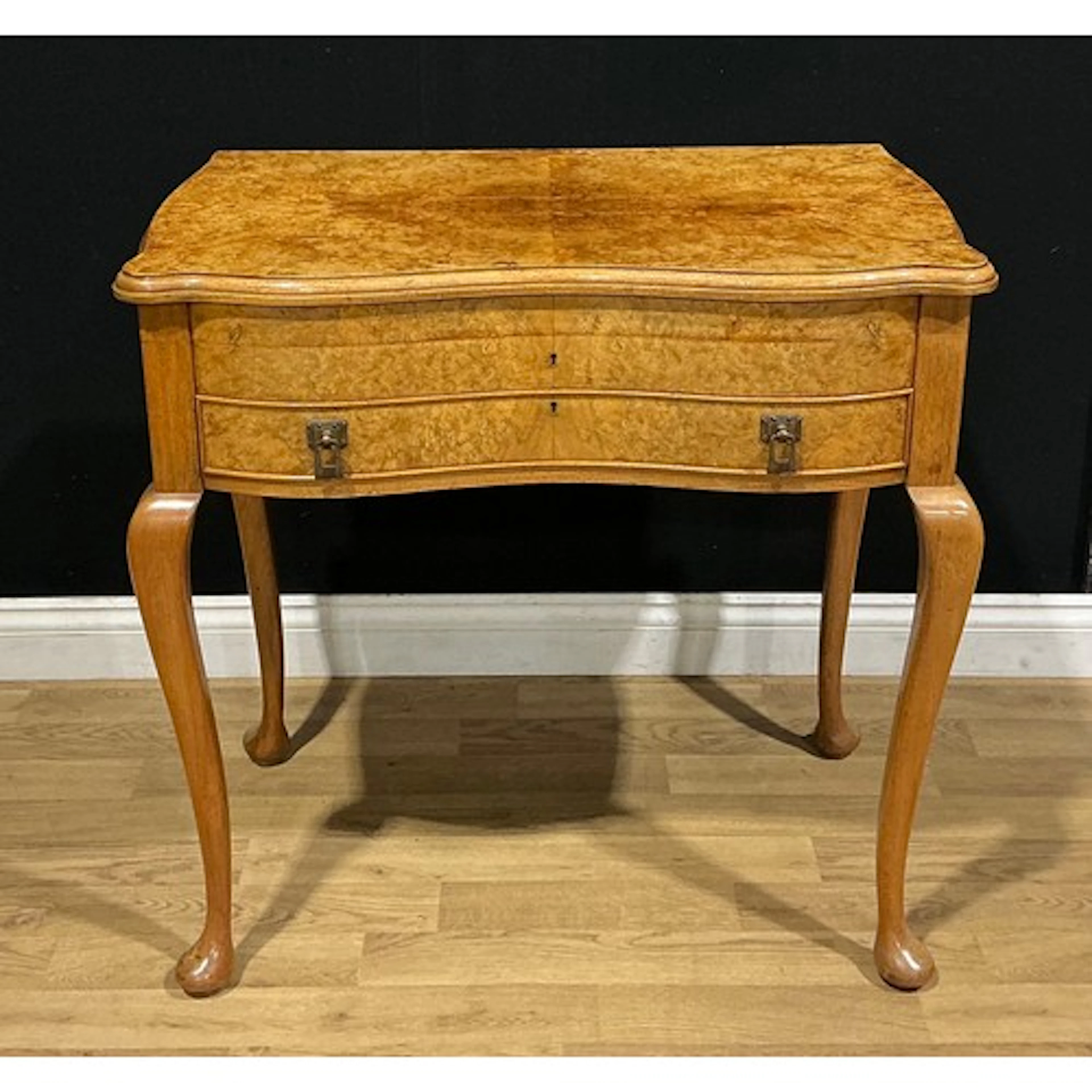 An Art Deco period burr walnut canteen table, 79cm high, 80c...