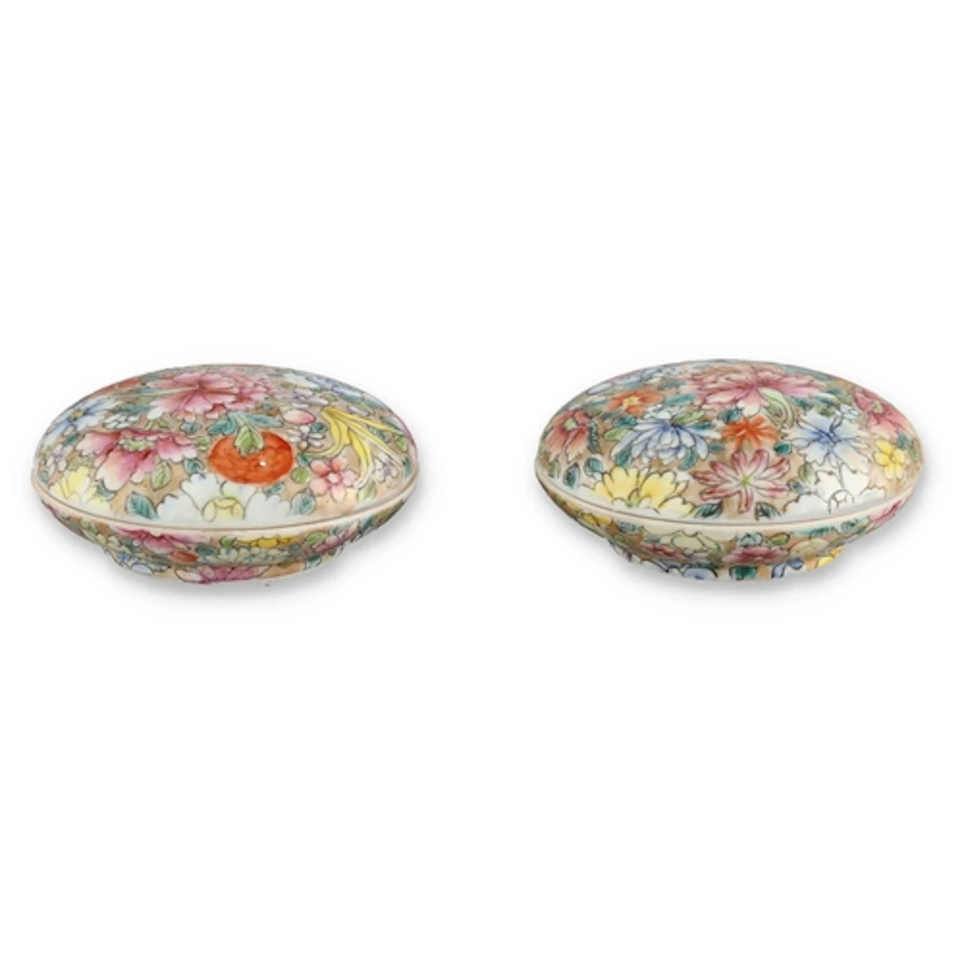 A PAIR OF CHINESE MILLEFLEURS (ONE THOUSAND FLOWERS) SEAL BO...