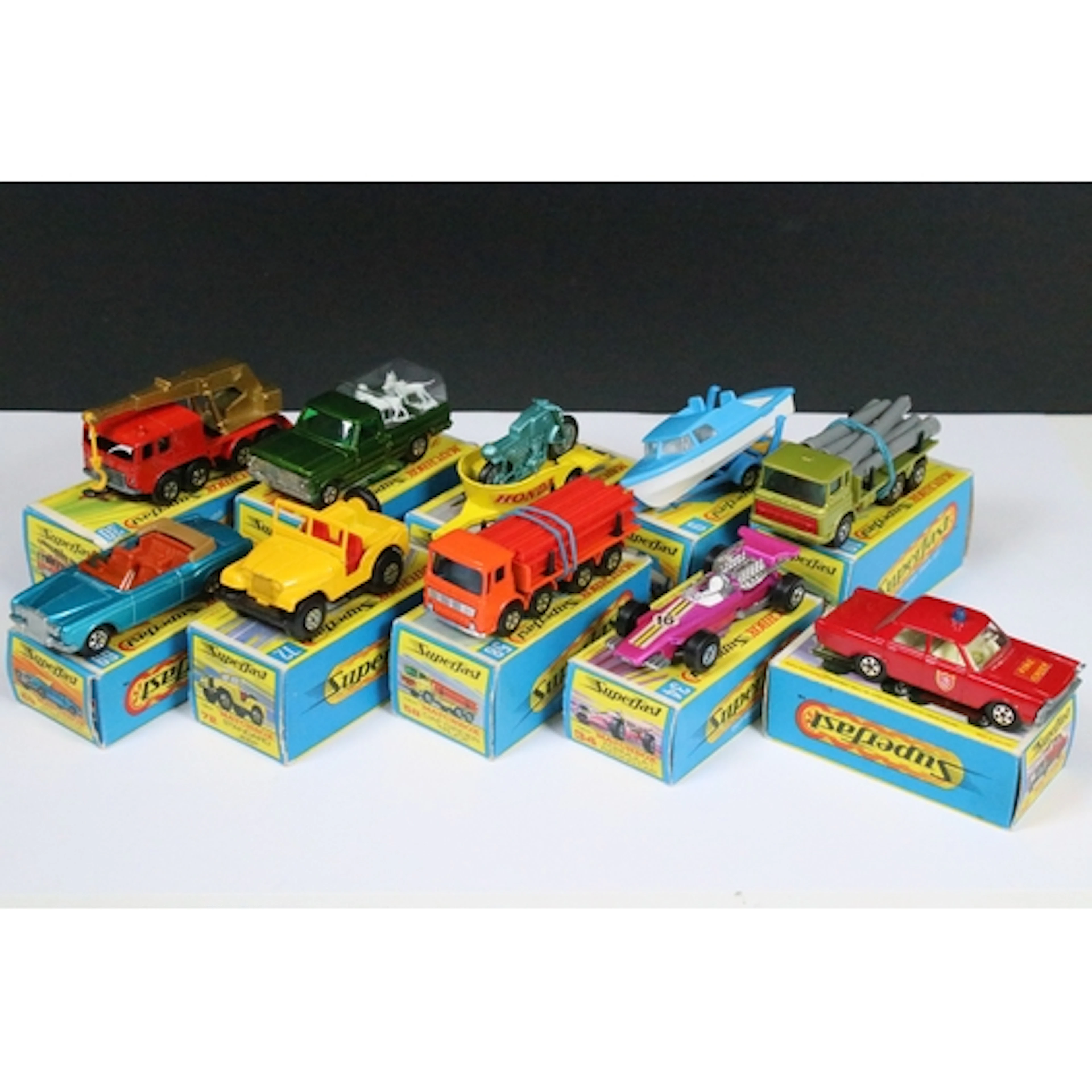 10 Boxed Matchbox Superfast diecast models to include 72 Sta...