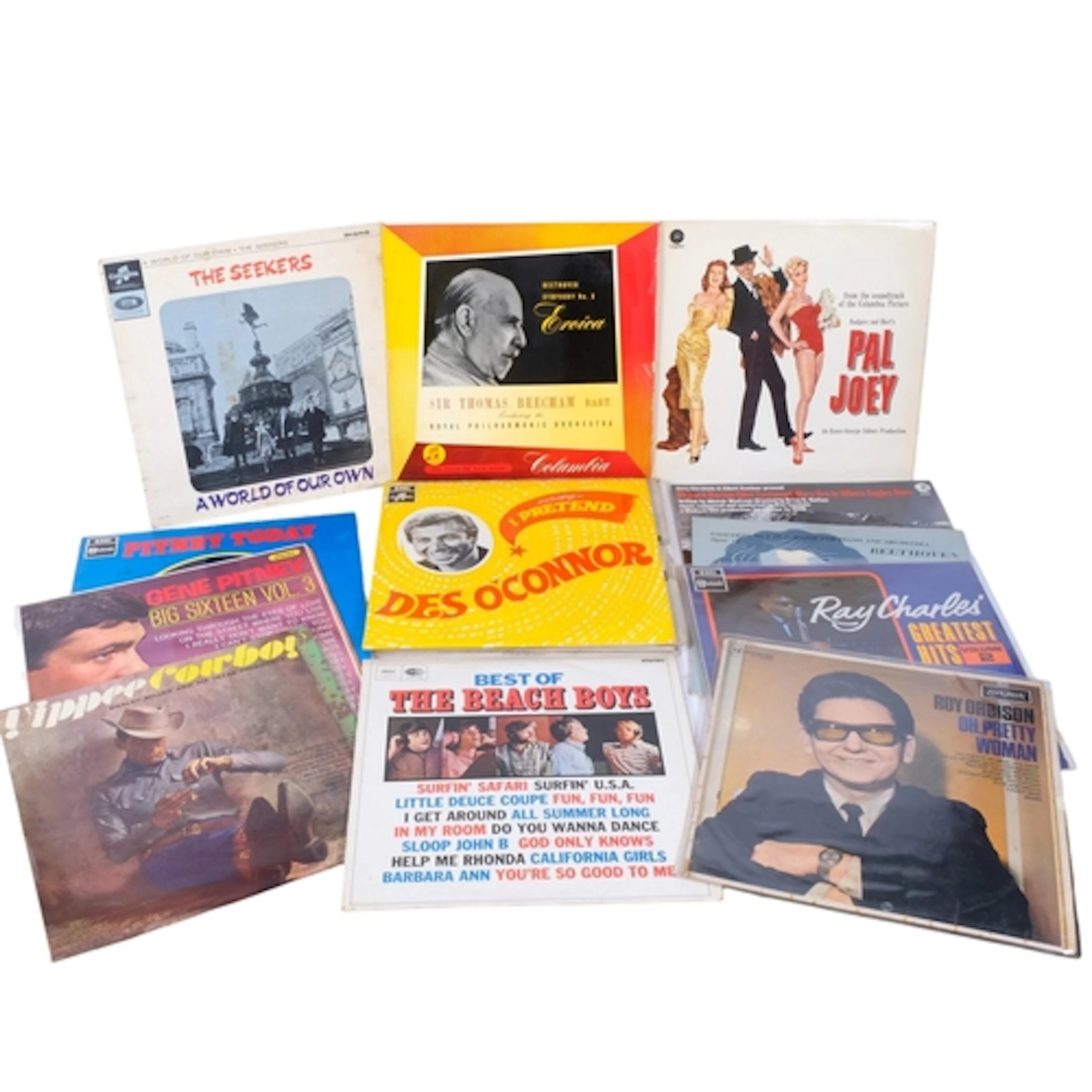 A small selection of various vinyl records, including The Be...