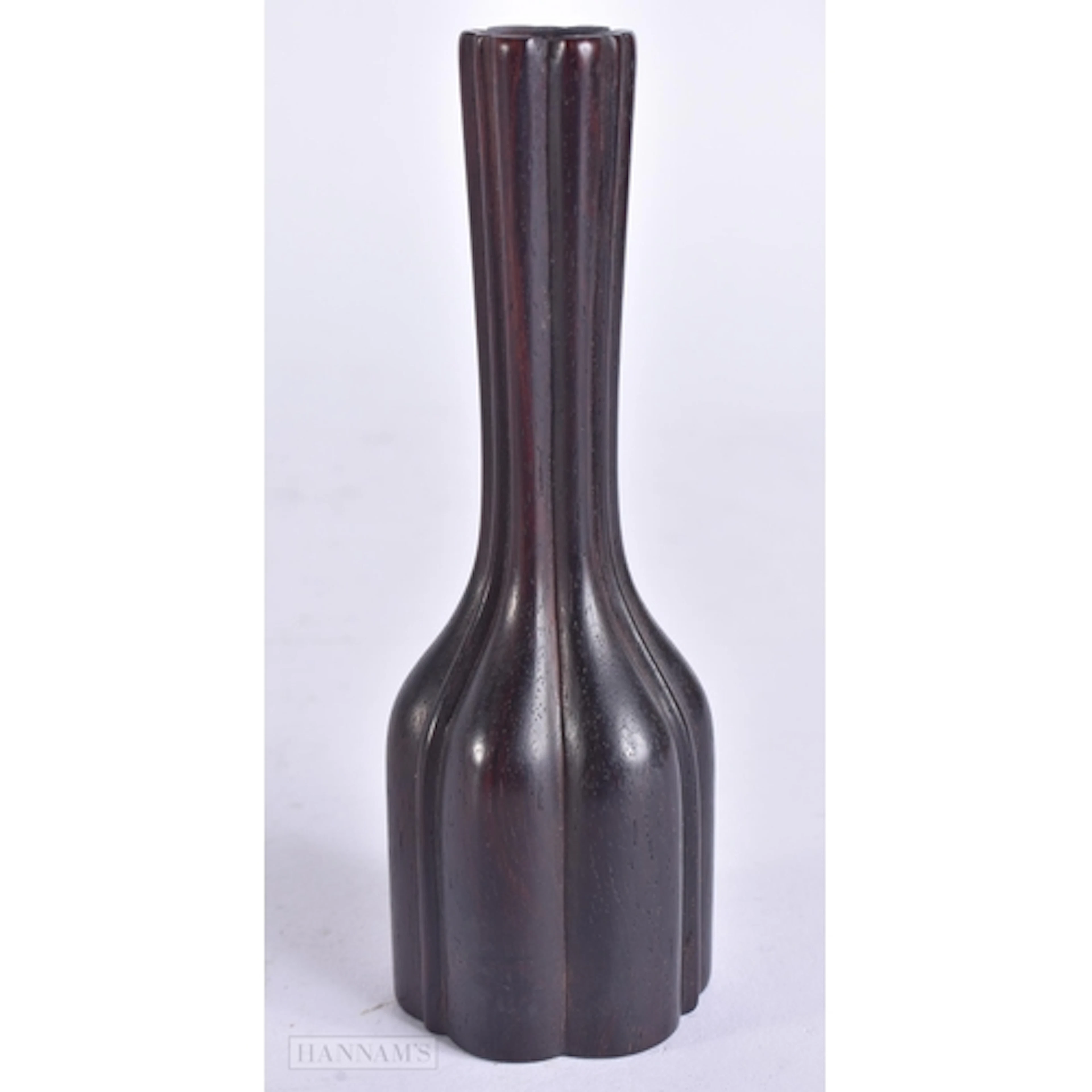 A CHINESE QING DYNASTY CARVED ZITAN MALLET FORM SCHOLARS VAS...