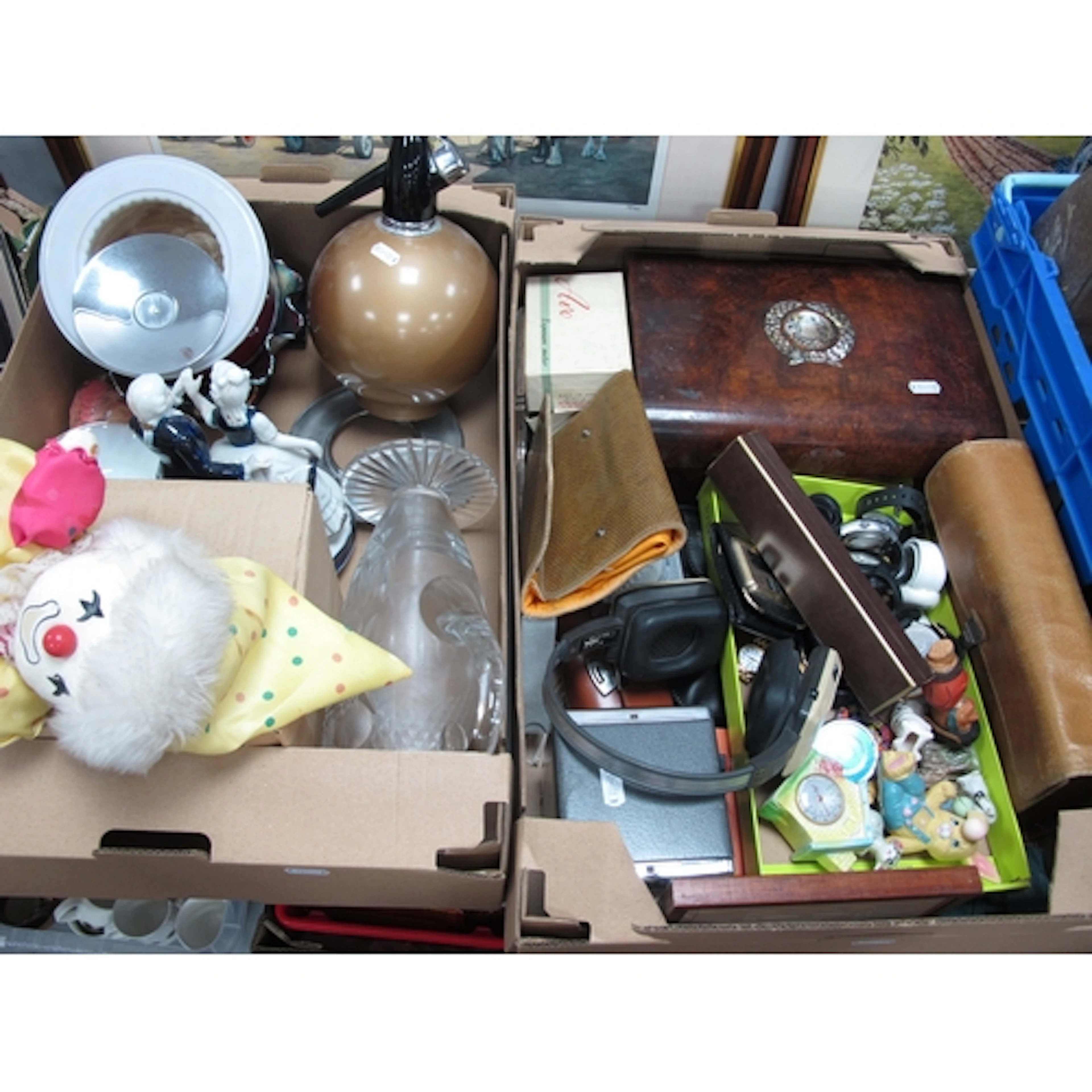 Collectables, including vintage mother-of-pearl inlaid burr ...