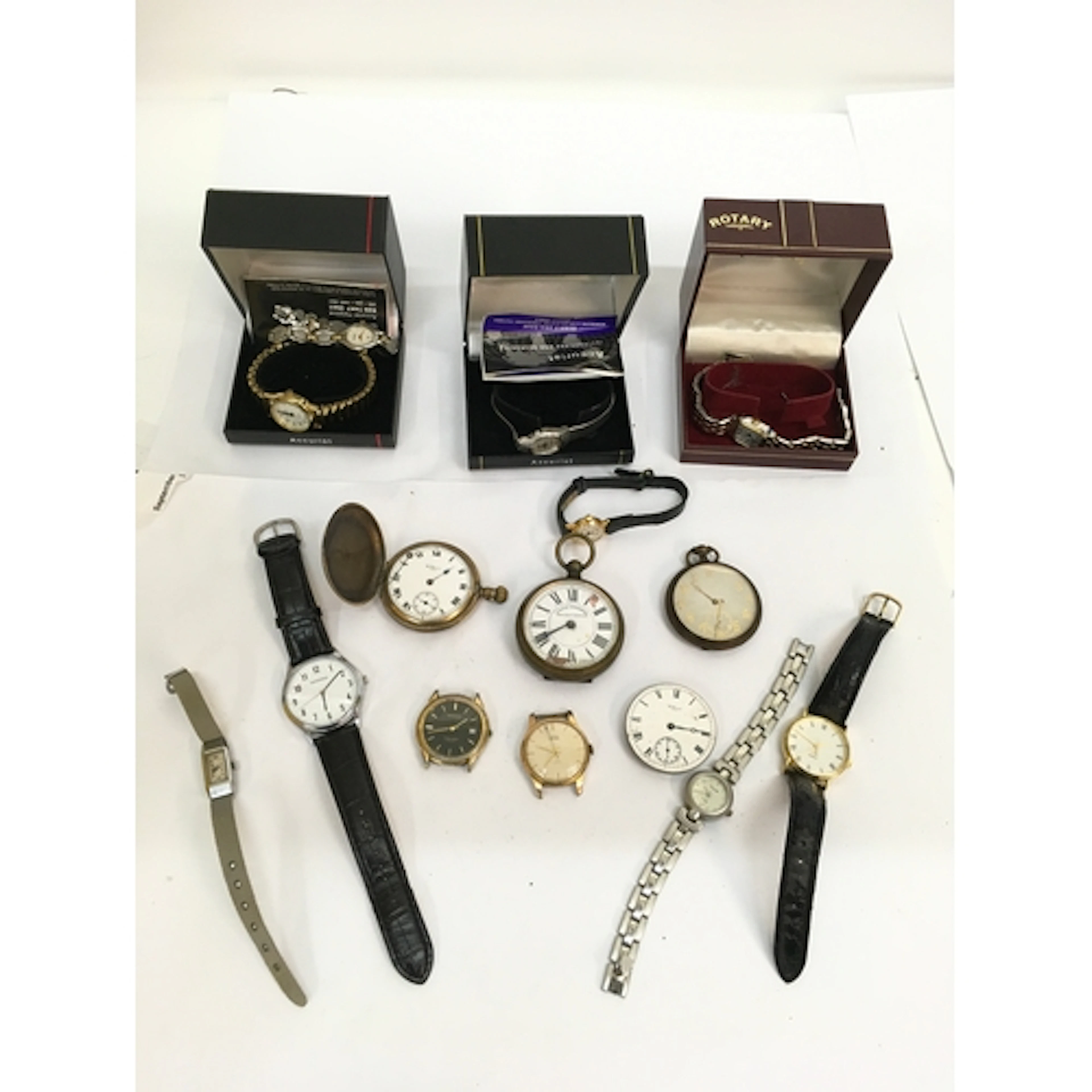 A collection of watches including a Waltham, Railway Timekee...