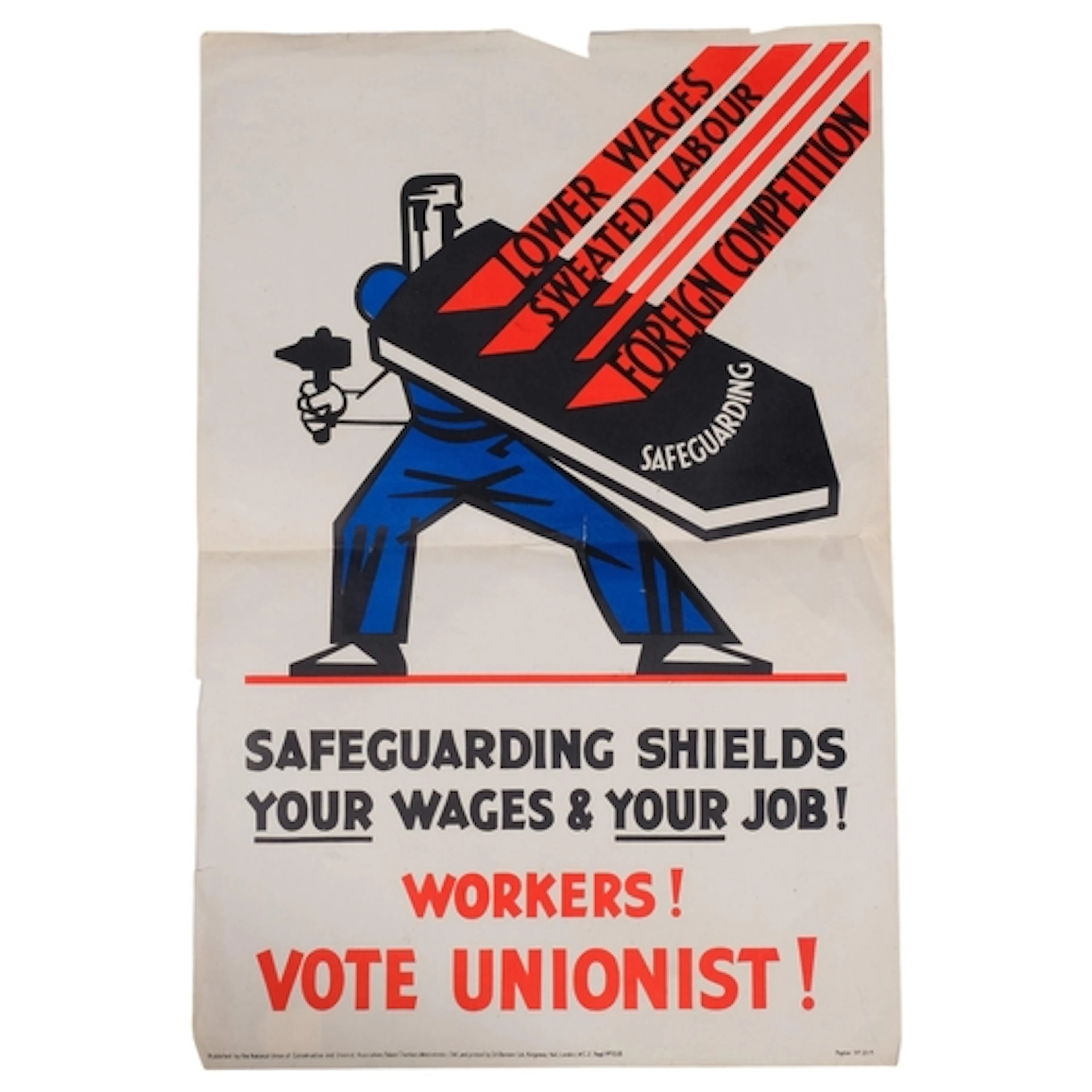 A 1929 British political campaign poster for the Conservativ...