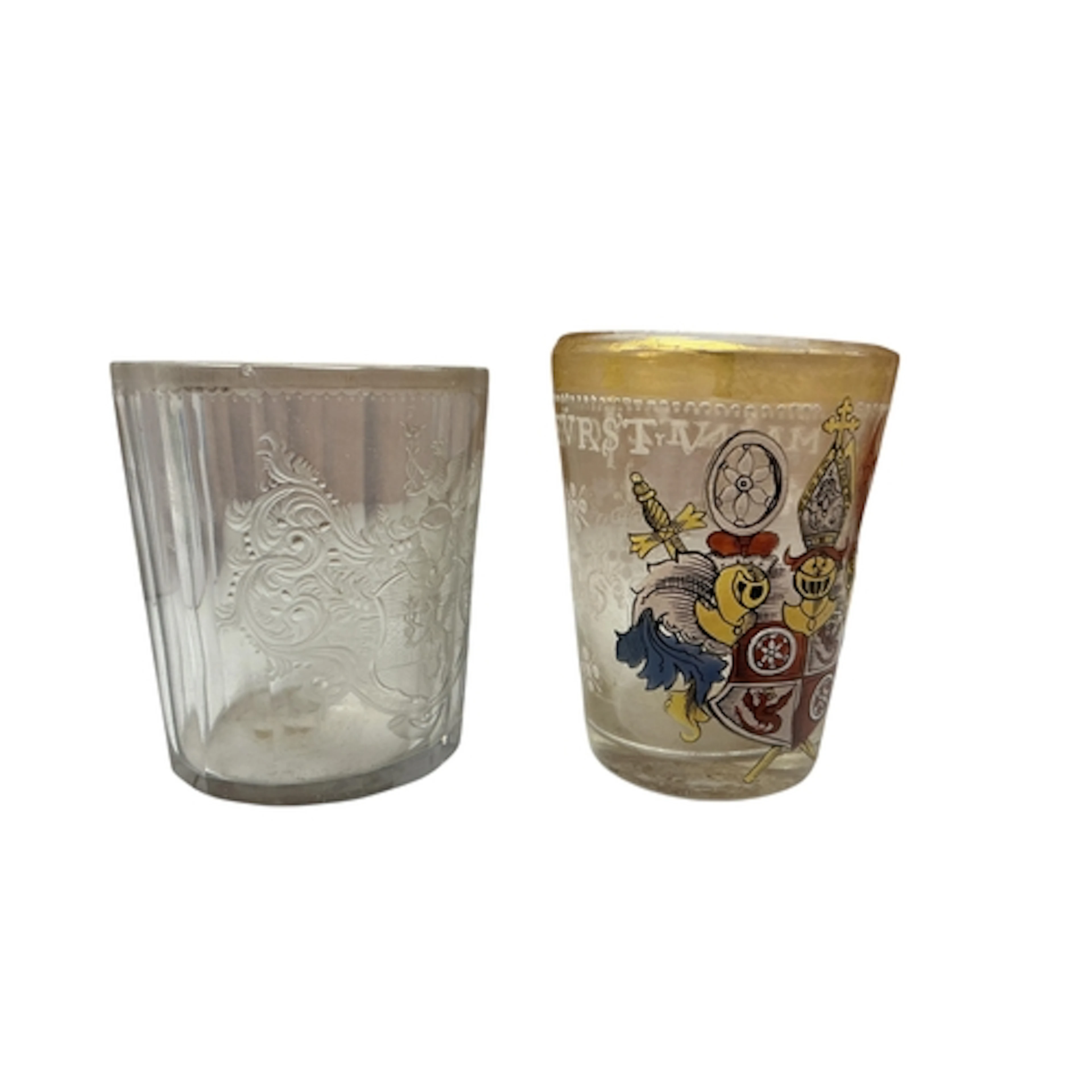 A 19th century Historismus glass beaker and a Bohemian glass...