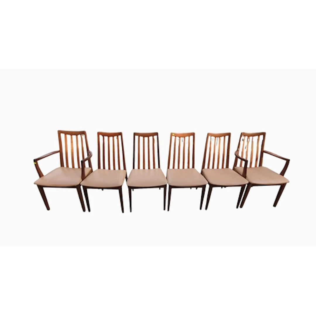 6 x G-Plan teak dining chairs, a set comprising a pair of ca...