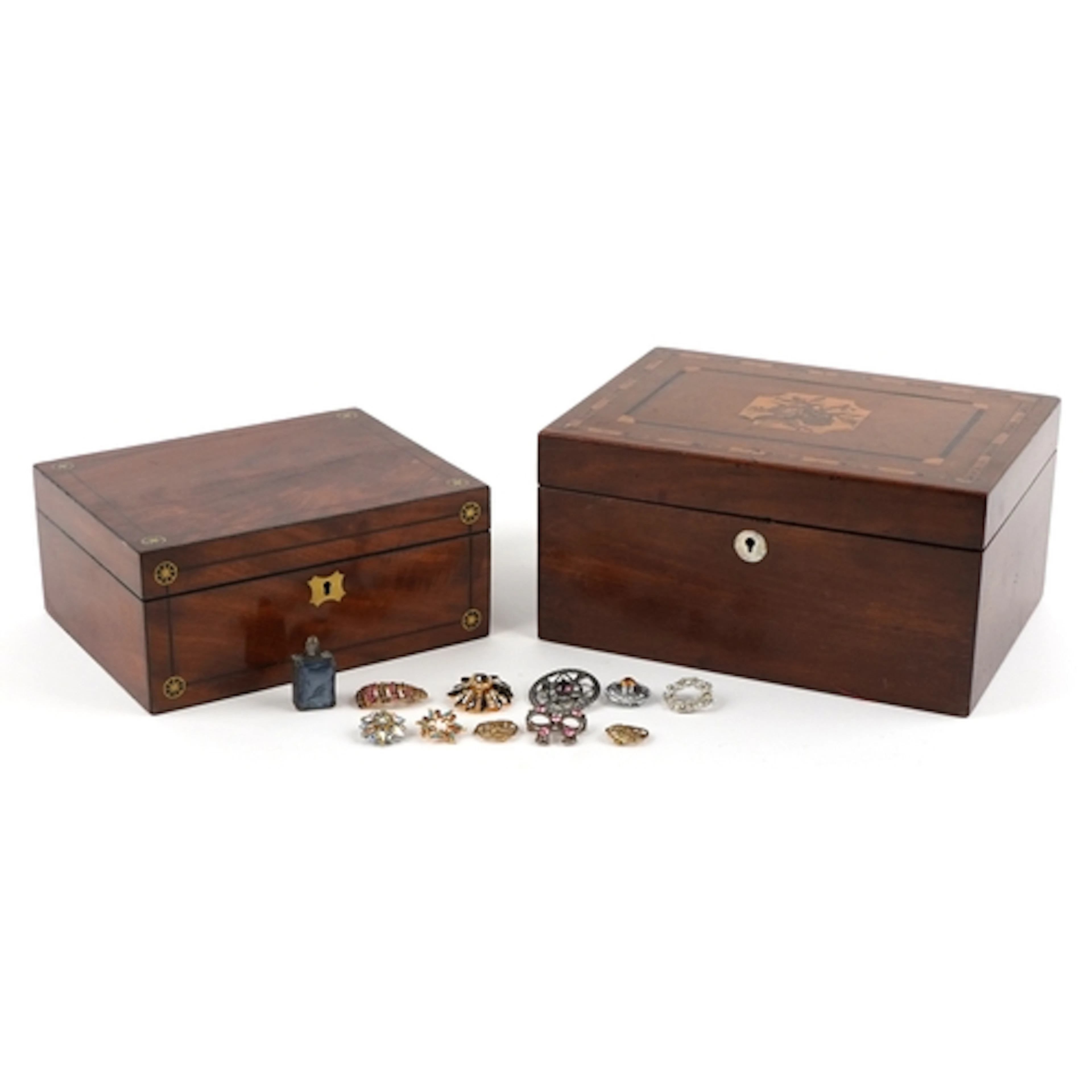 Victorian Tunbridge Ware inlaid workbox and one other Victor...