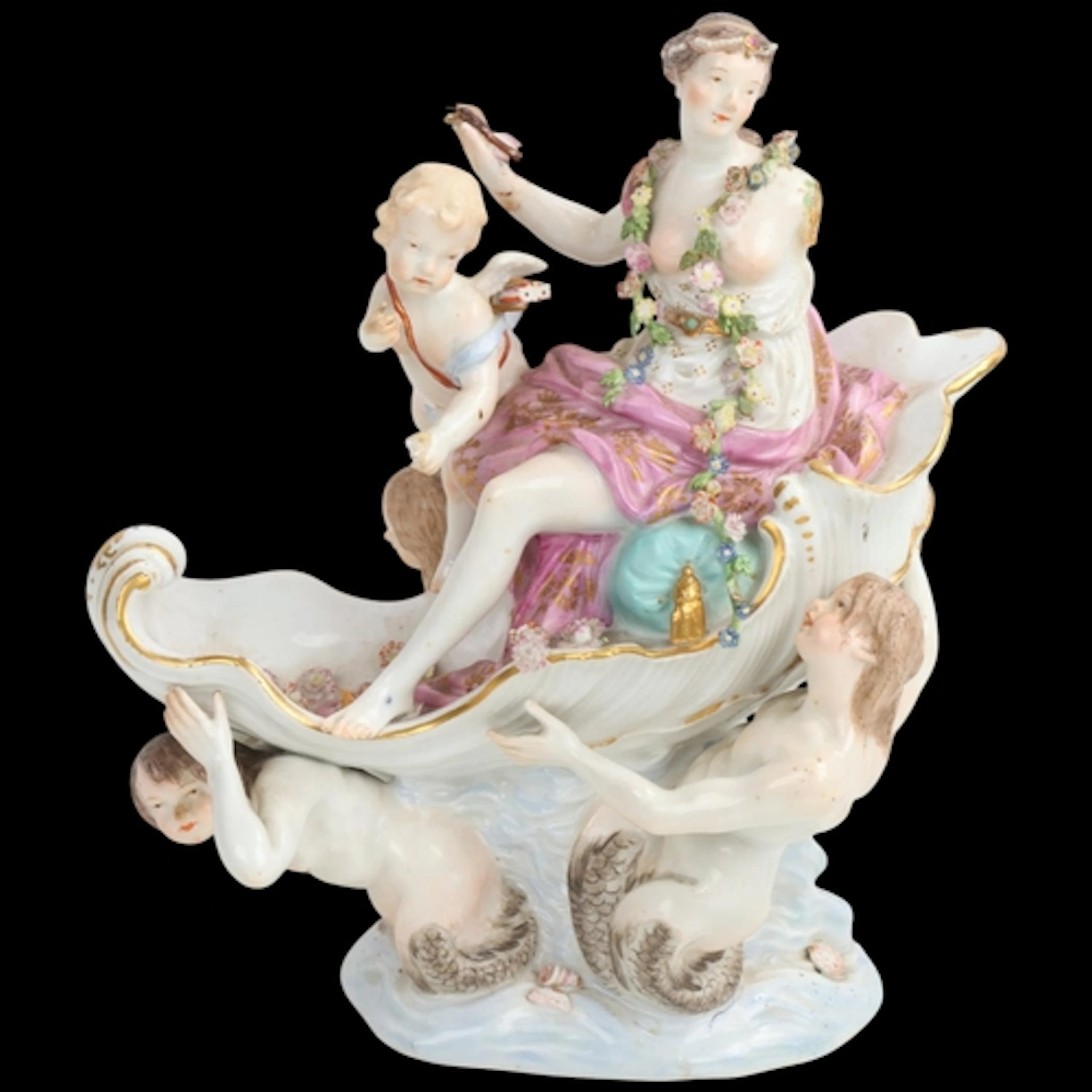 A Meissen porcelain group, triumph of Venus, height 23cm, A/...
