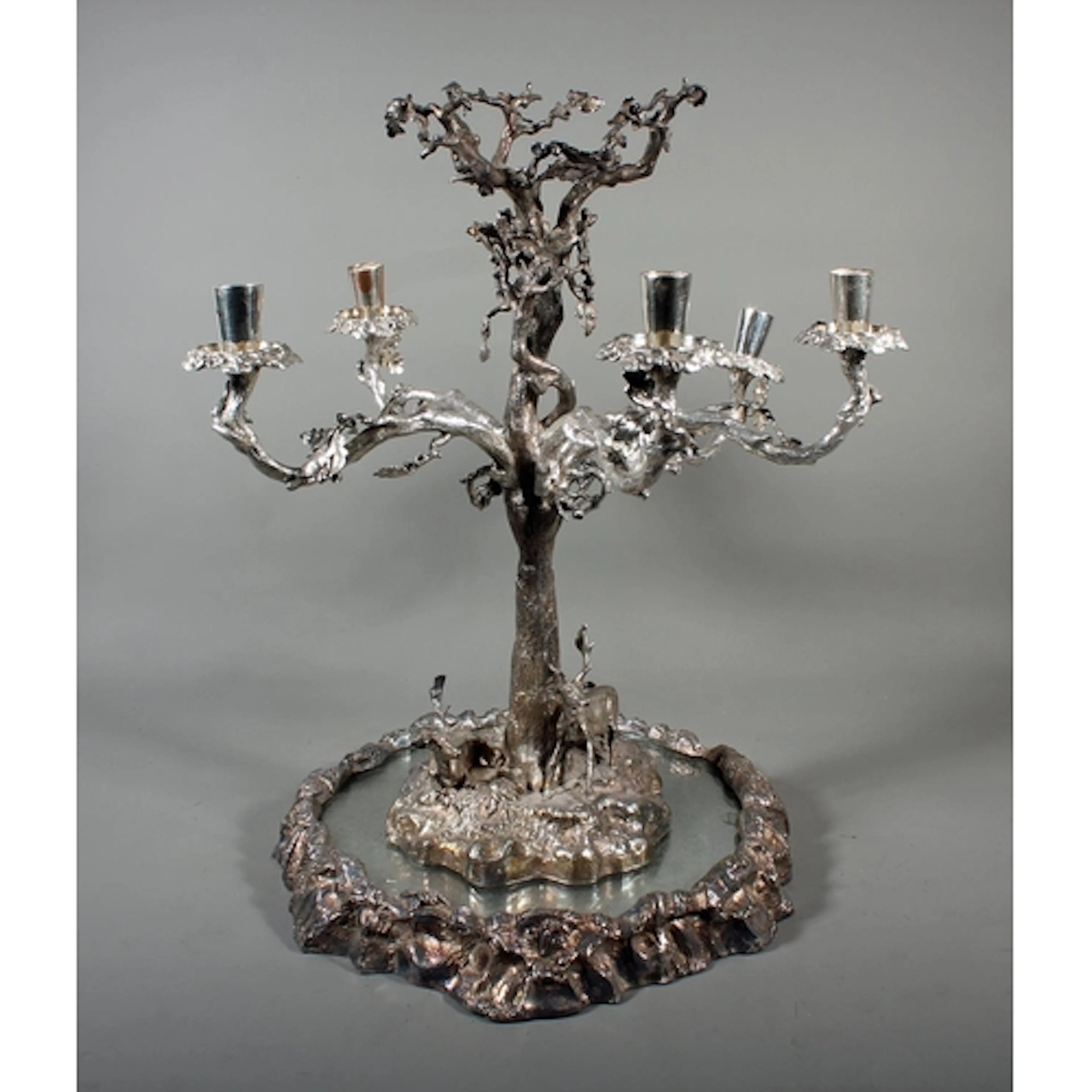 Silver plated five branch candelabra centrepiece with remova...