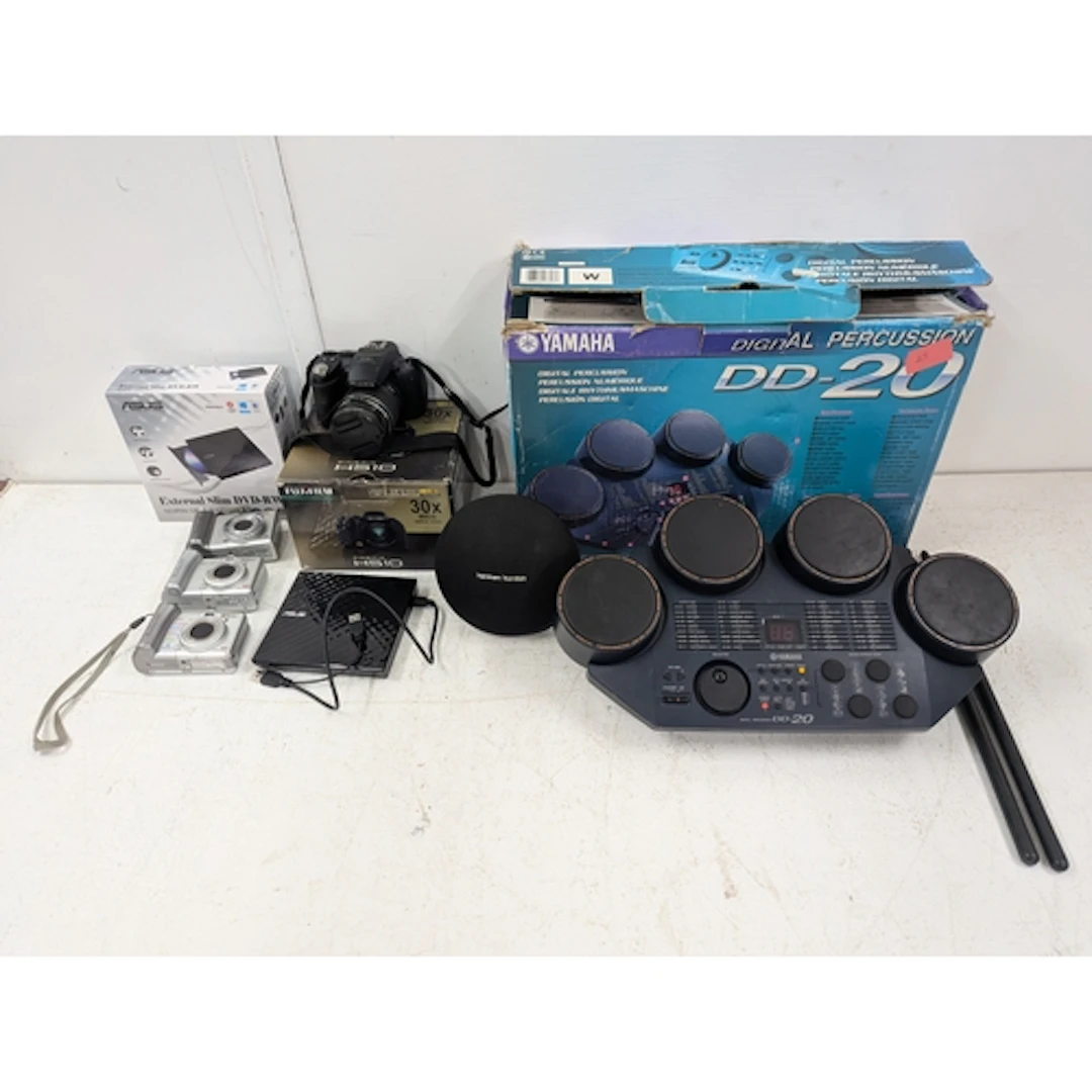 A selection of cameras and electrical items to include three...