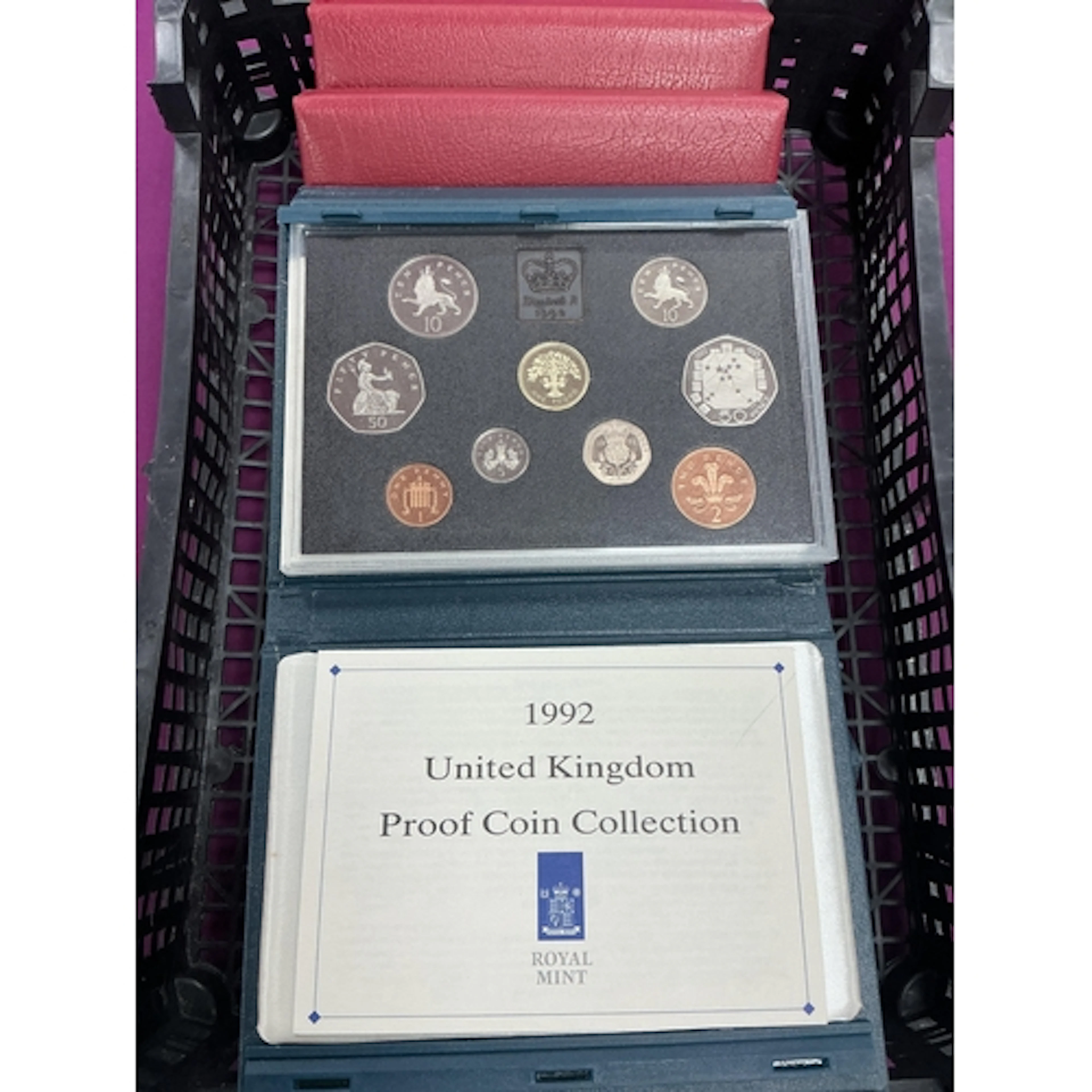 Ten Royal Mint Proof Annual Coin Sets, includes 1990 to 1999...