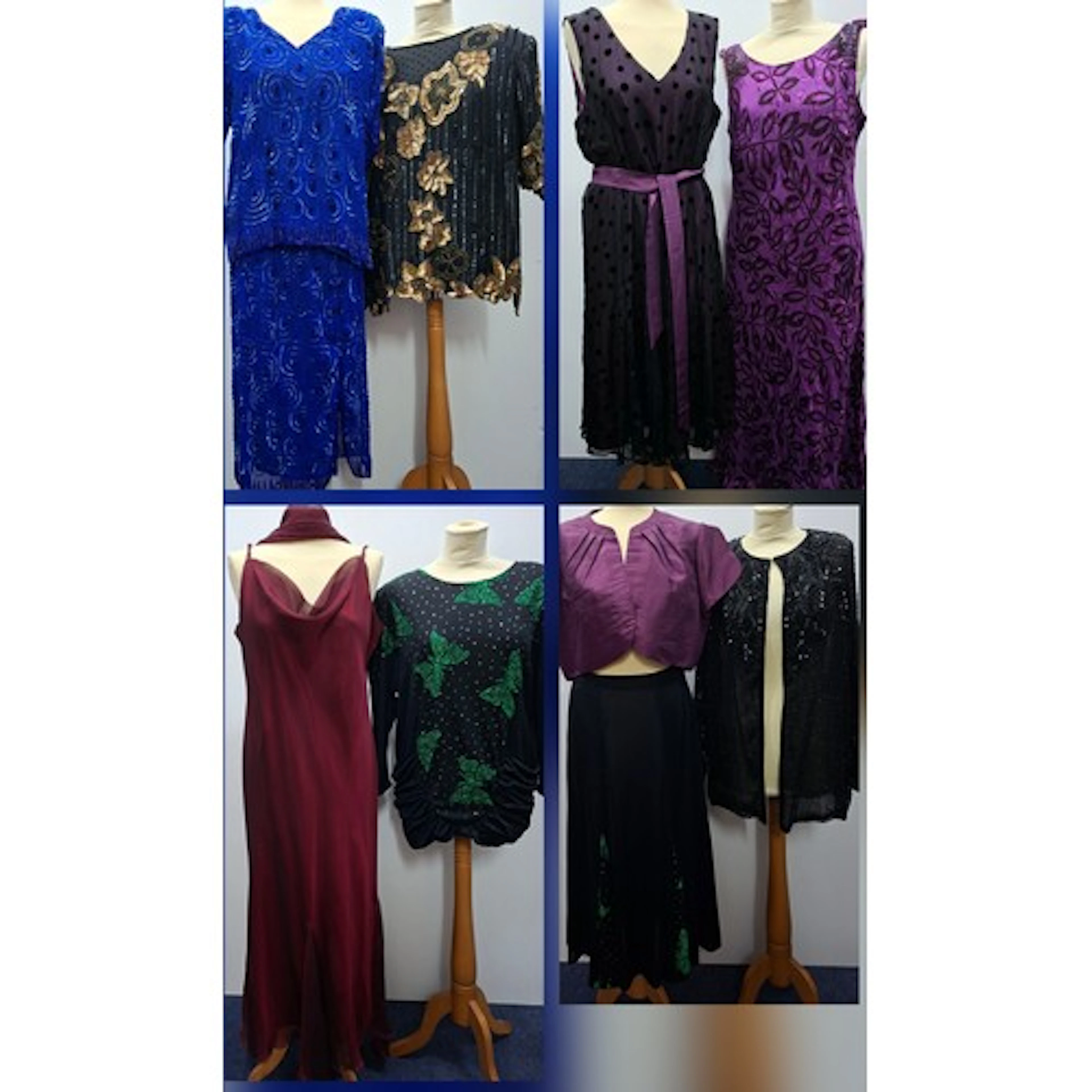 Frank Usher- A ladies 1980's cobalt blue silk 2-piece evenin...