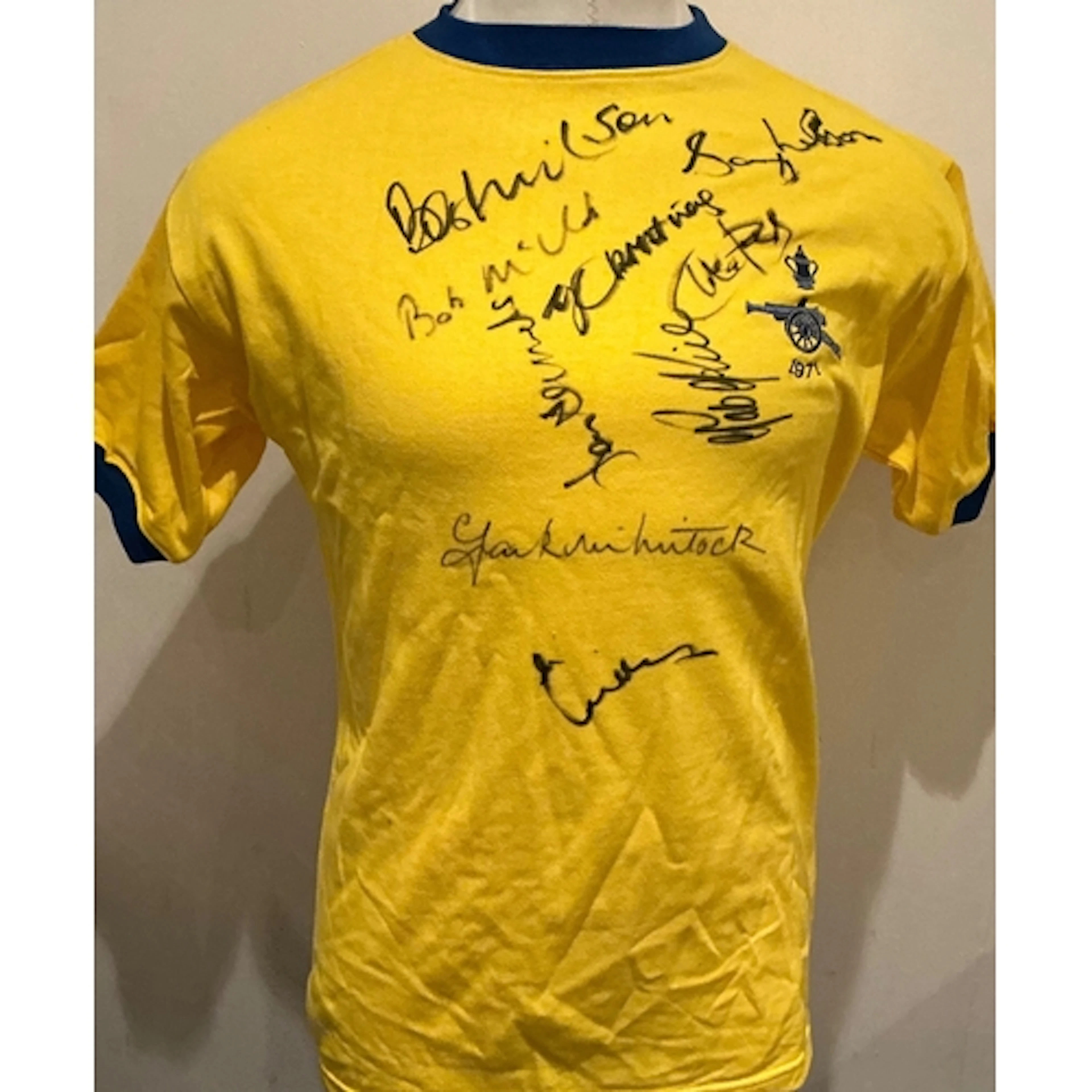 Arsenal 1971 FA Cup Final Signed Football Shirt: Yellow shor...