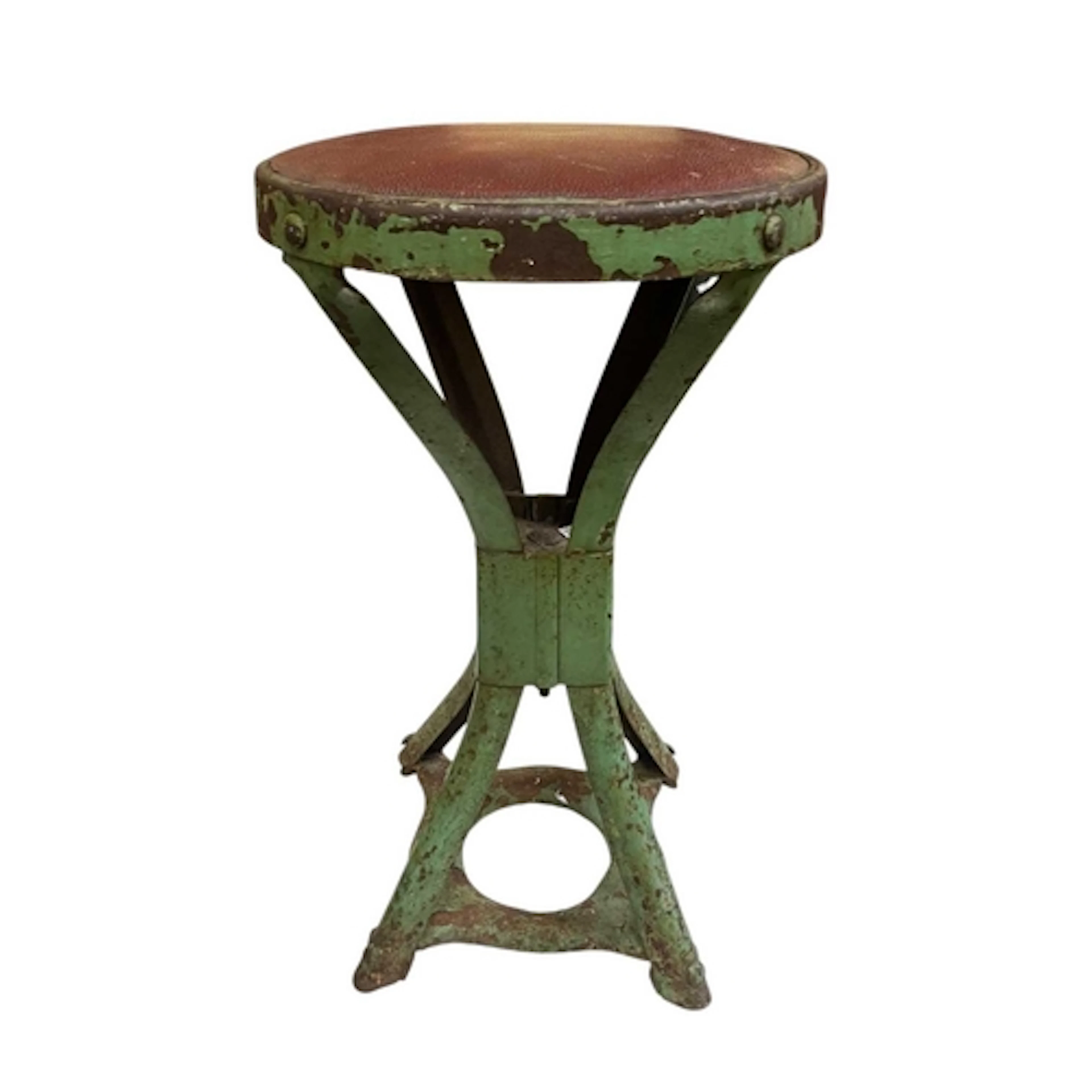 A mid century British Industrial machinists / work stool. Gr...