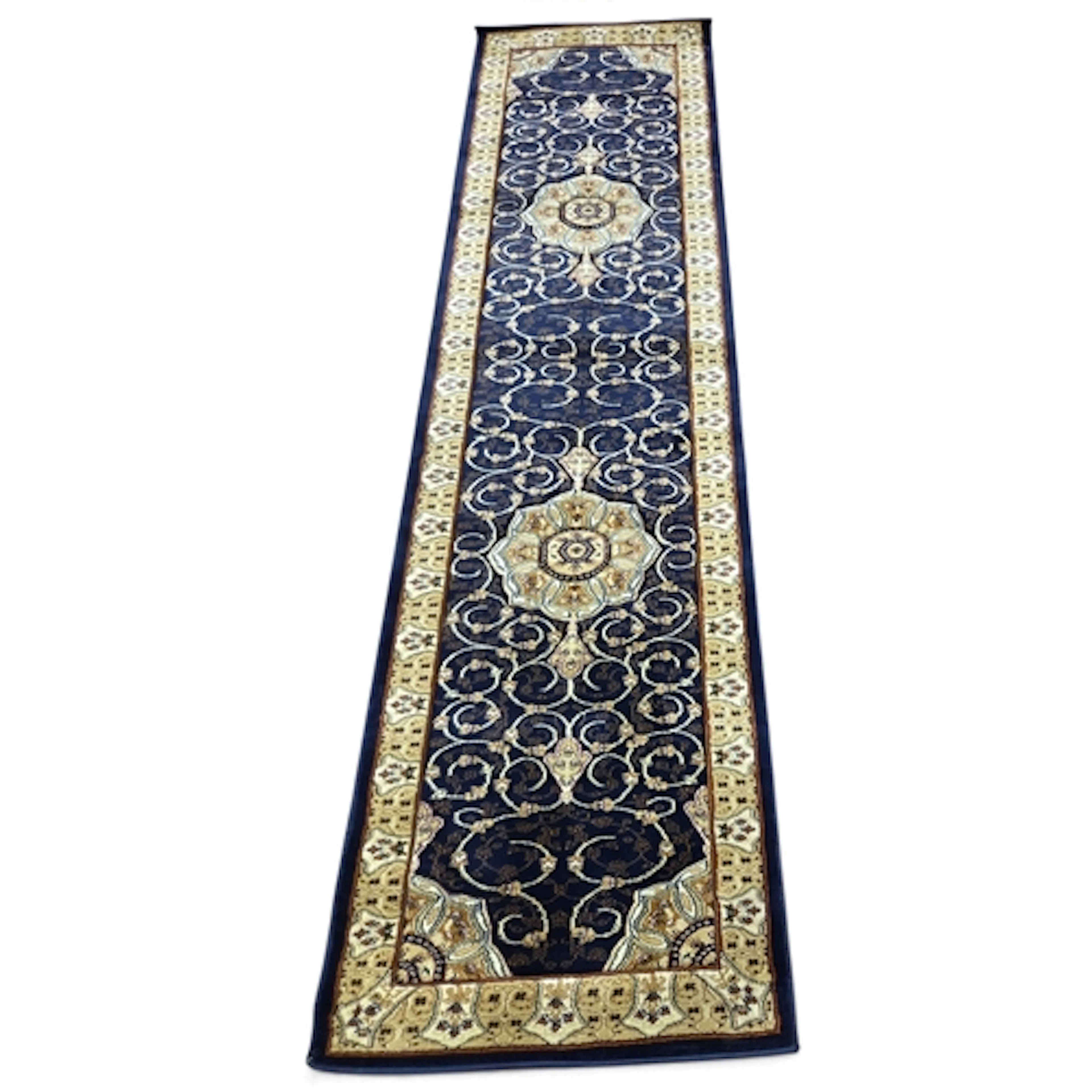 A full-pile hand-woven Turkish runner, decorated with a trad...