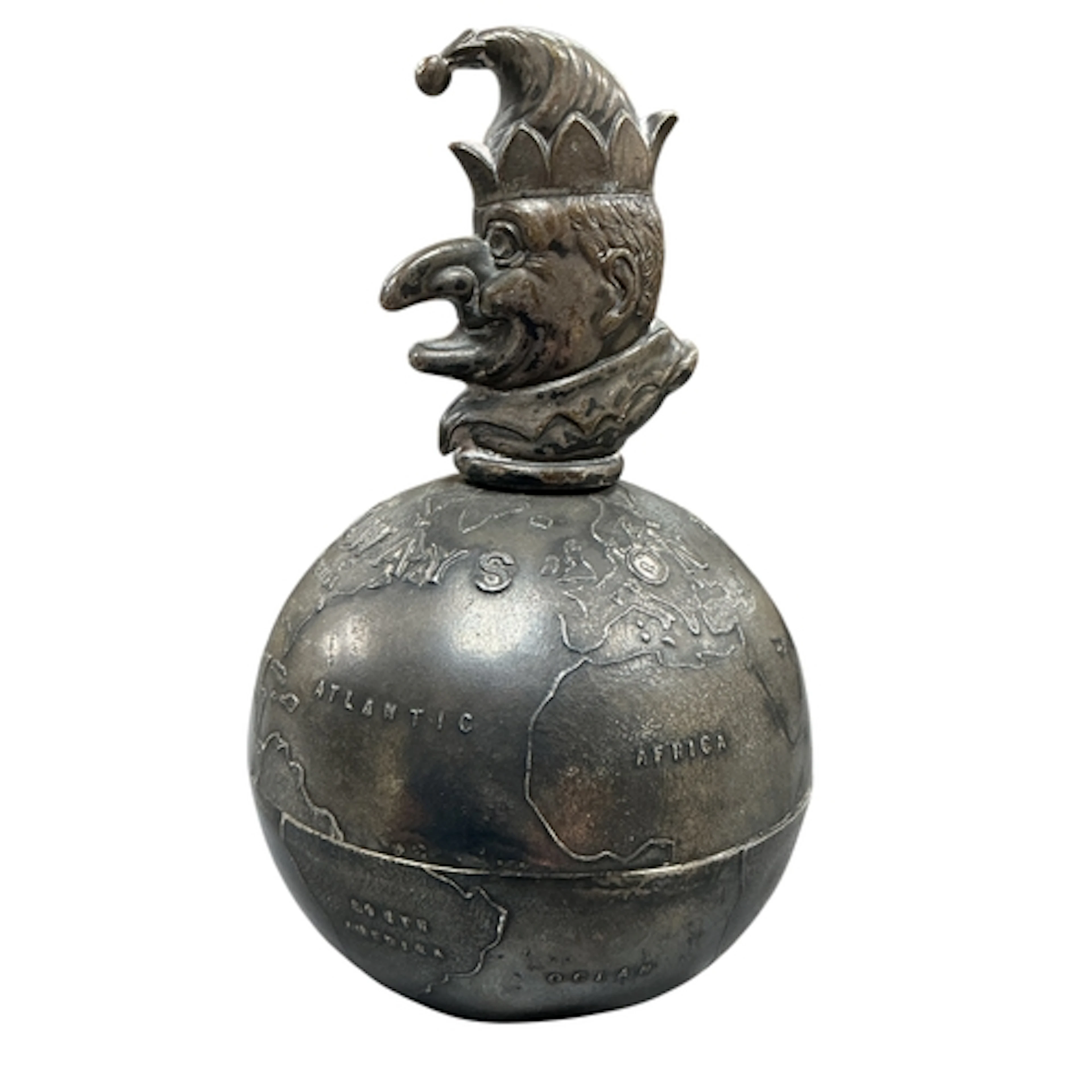 A Punch 'Always on Top' globe paperweight, electroplate, hei...
