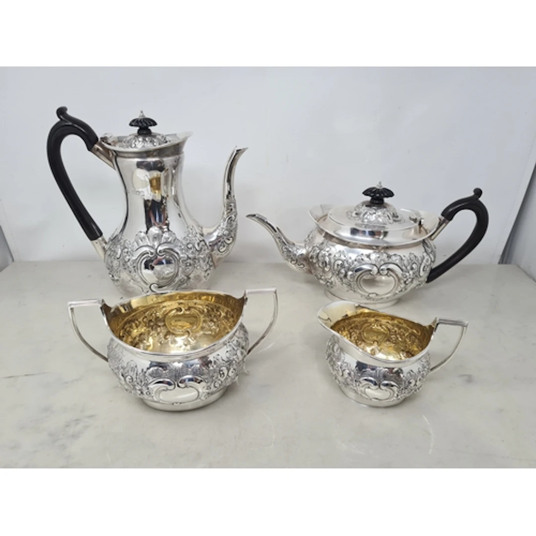 A Victorian silver four piece Tea and Coffee Service with fl...