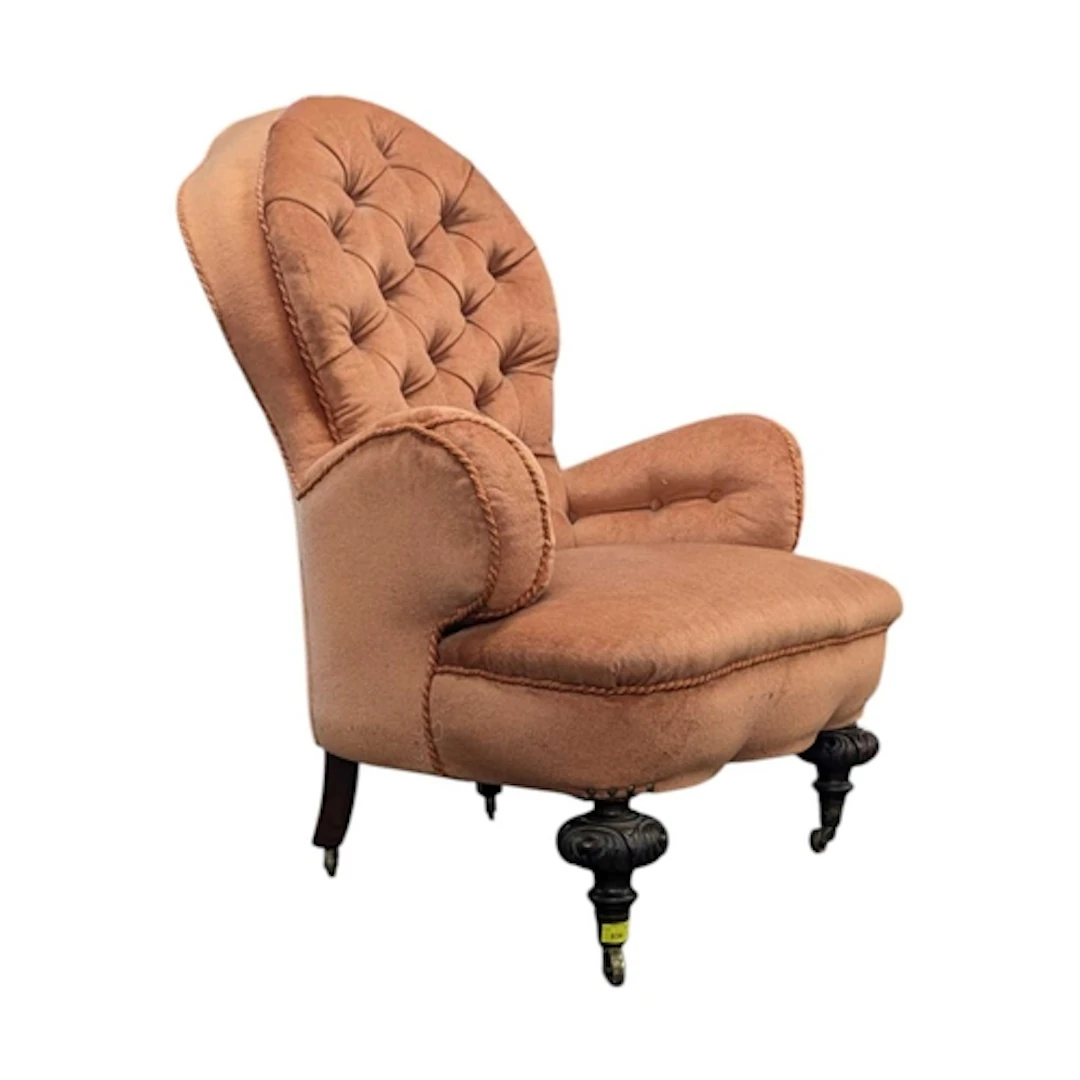 A 19th century Victorian spoon-back bedroom chair or nursing...