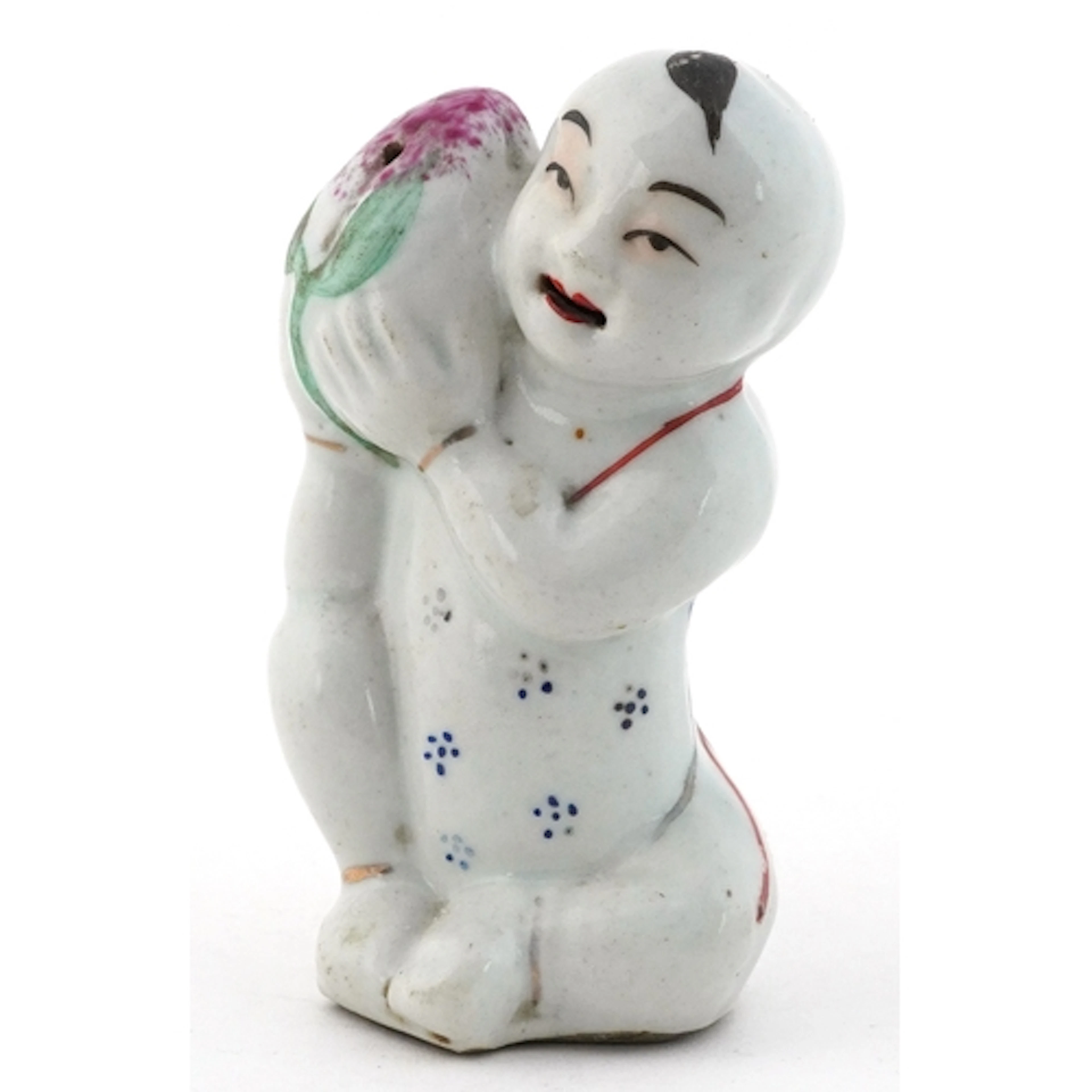 Chinese Republic porcelain water dropper with a figure holdi...