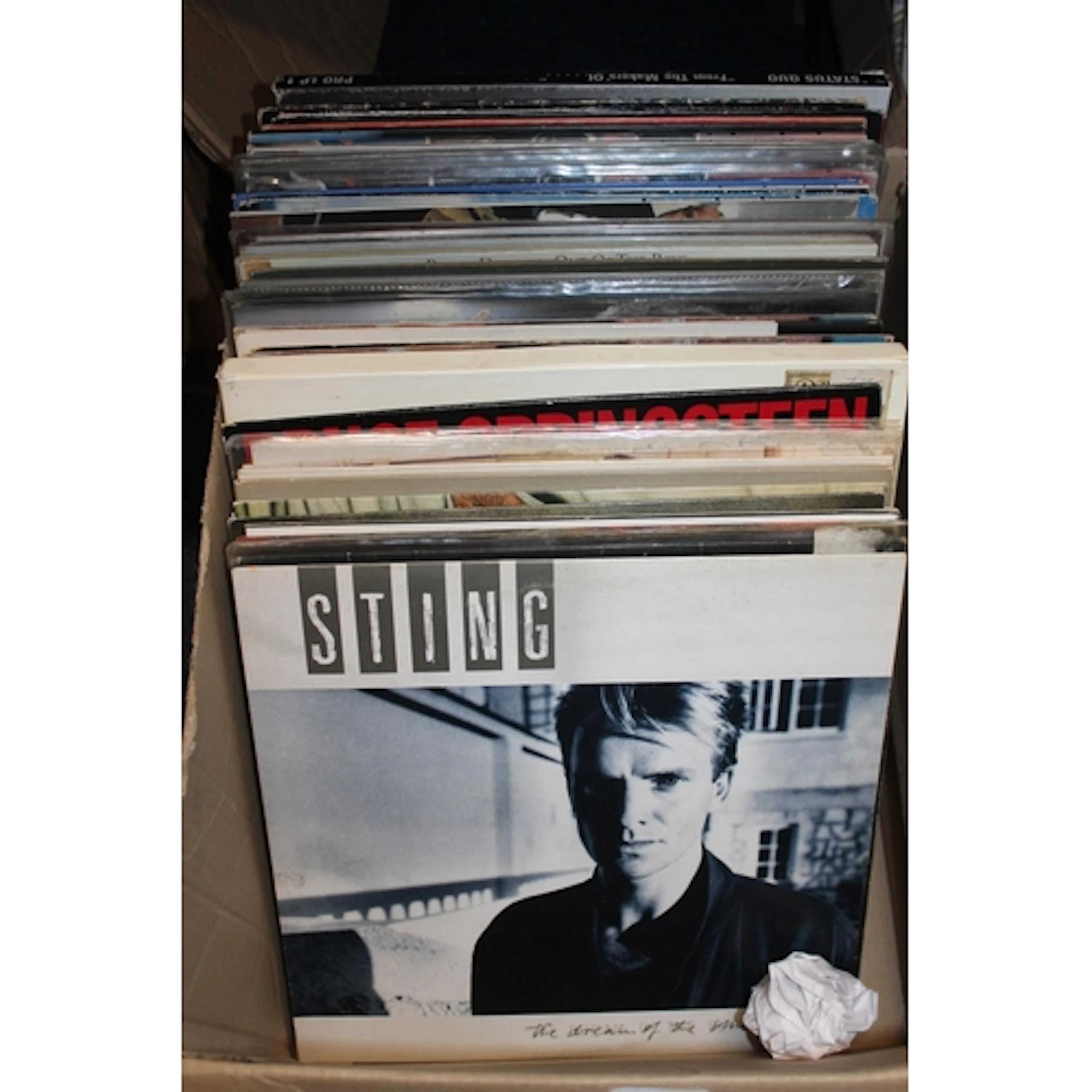 Box containing mixed vinyl records to include Roger Waters, ...