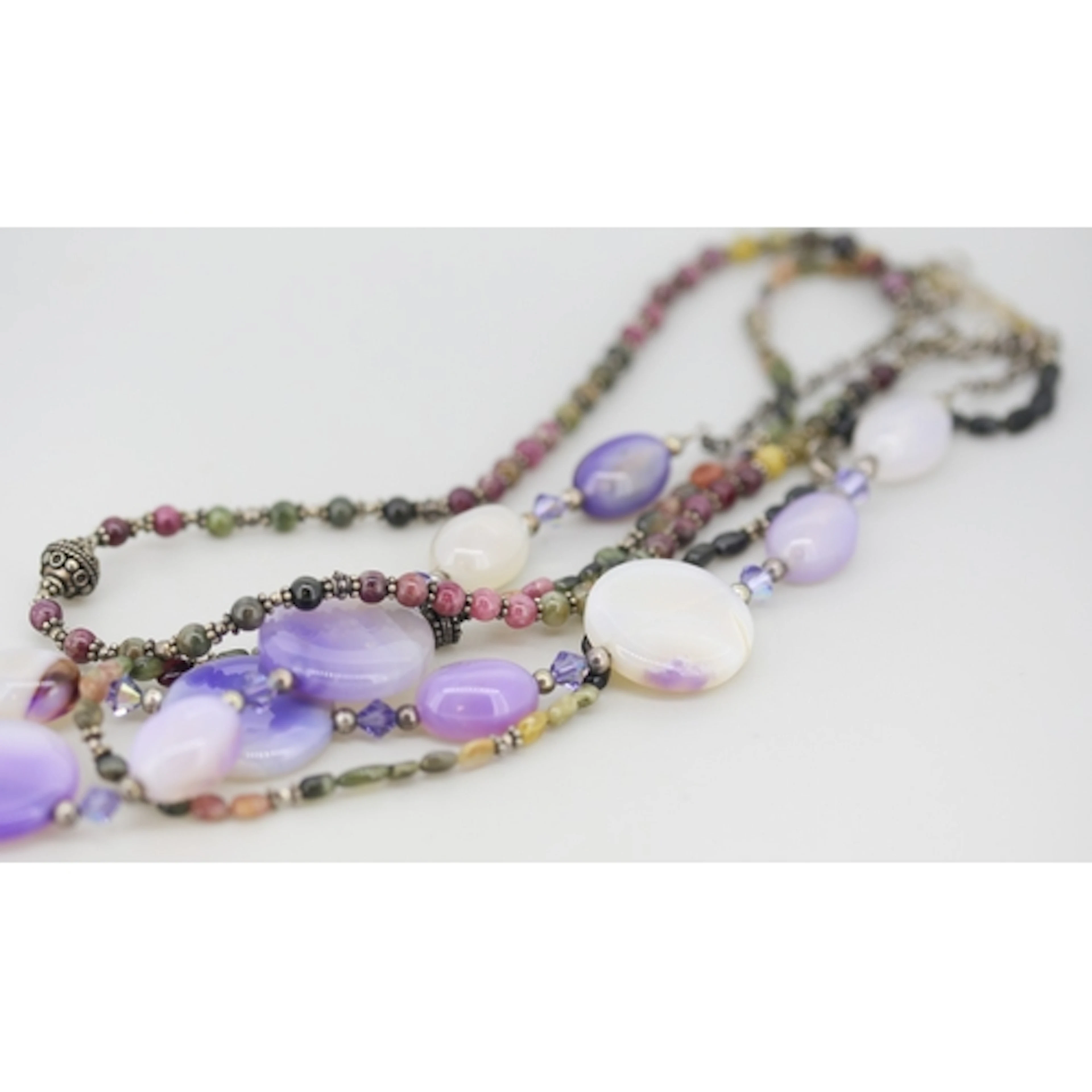 Three Sterling Silver Gemstone Bead Set Necklaces
