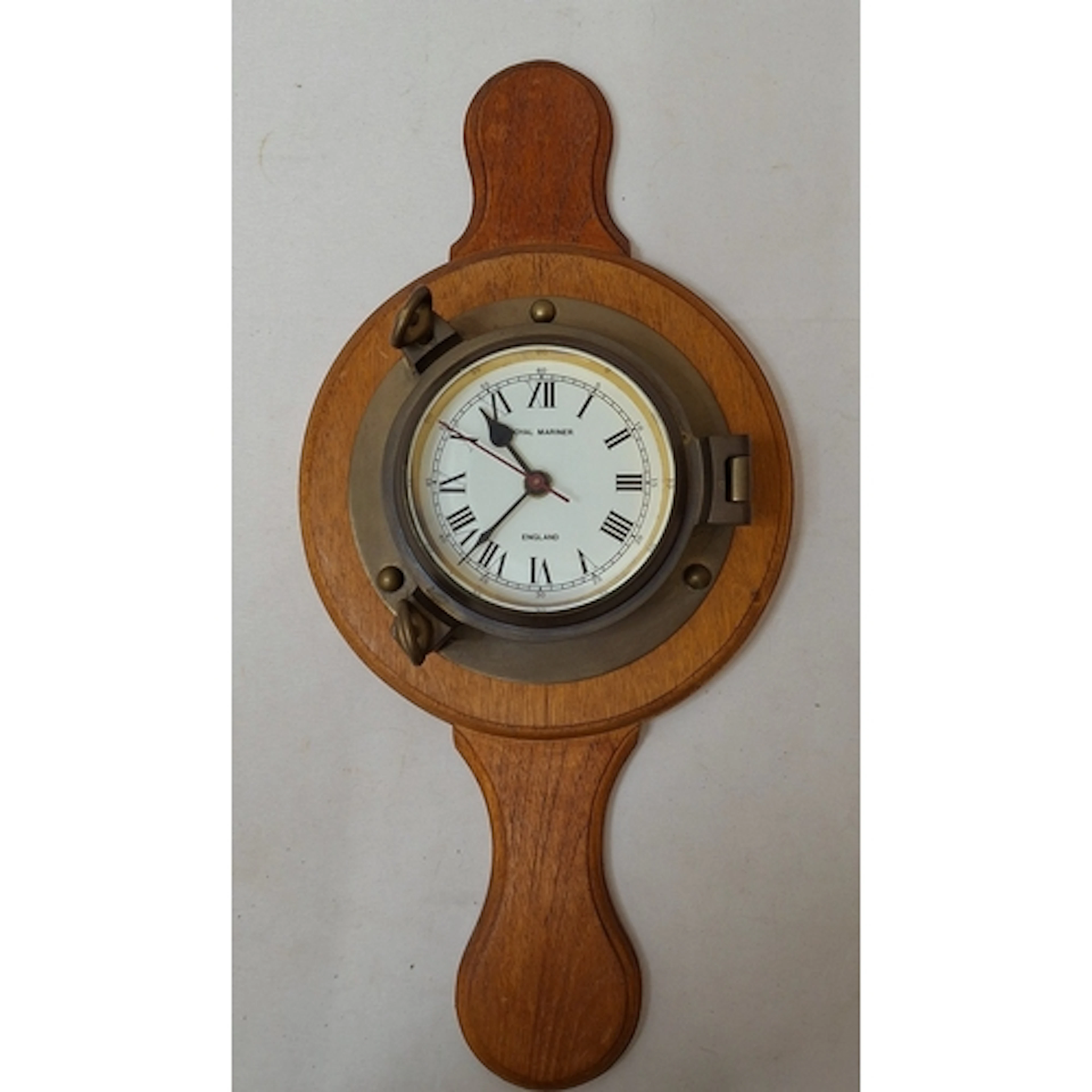 Royal Mariner Brass Ships Clock formed as a porthole on oak ...