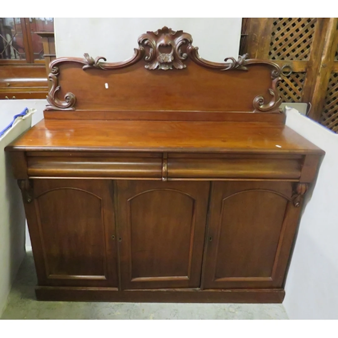 Antique Mahogany Sideboard, 2 drawers over arched panelled c...