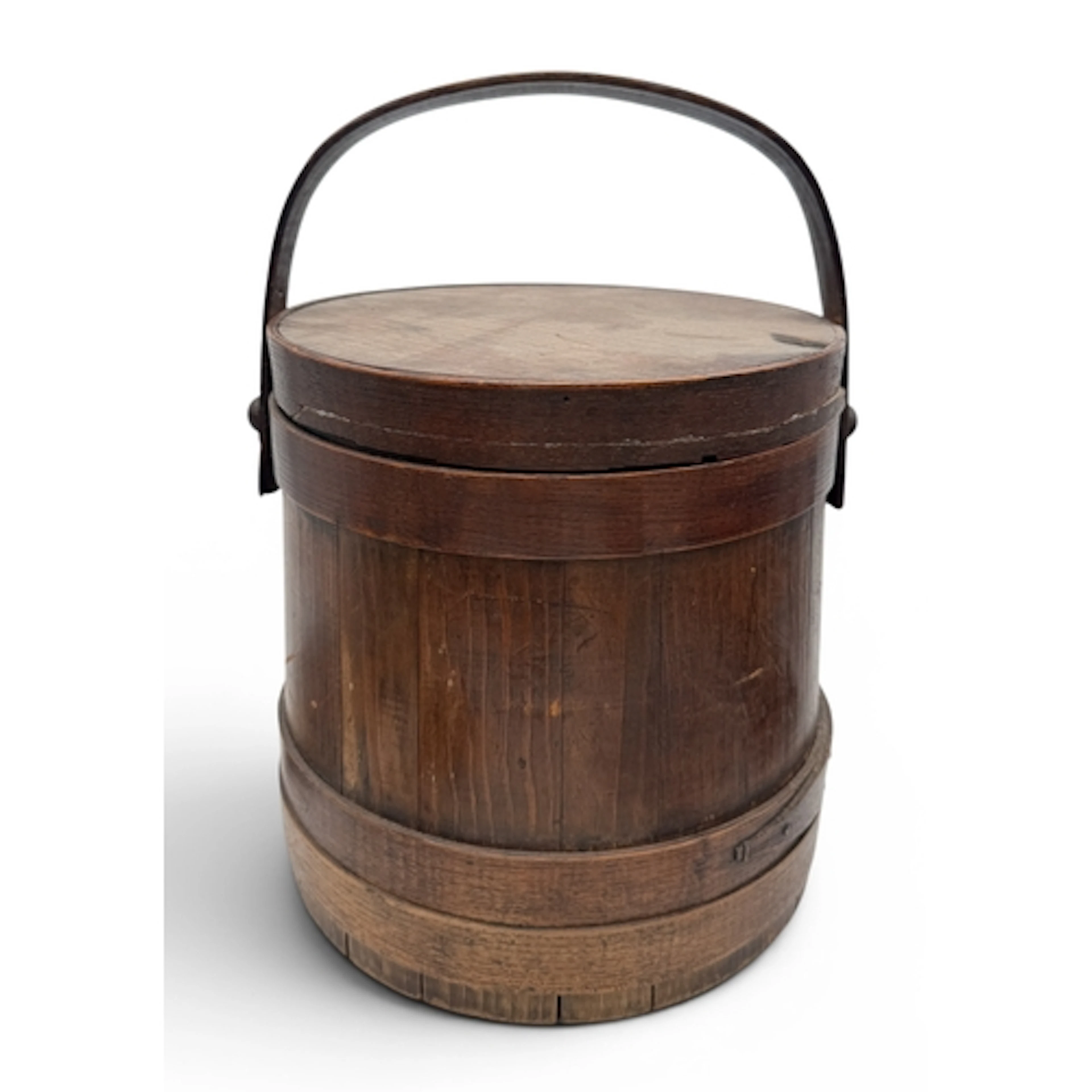 A VICTORIAN WOODEN FLOWER BARREL 26 cm H