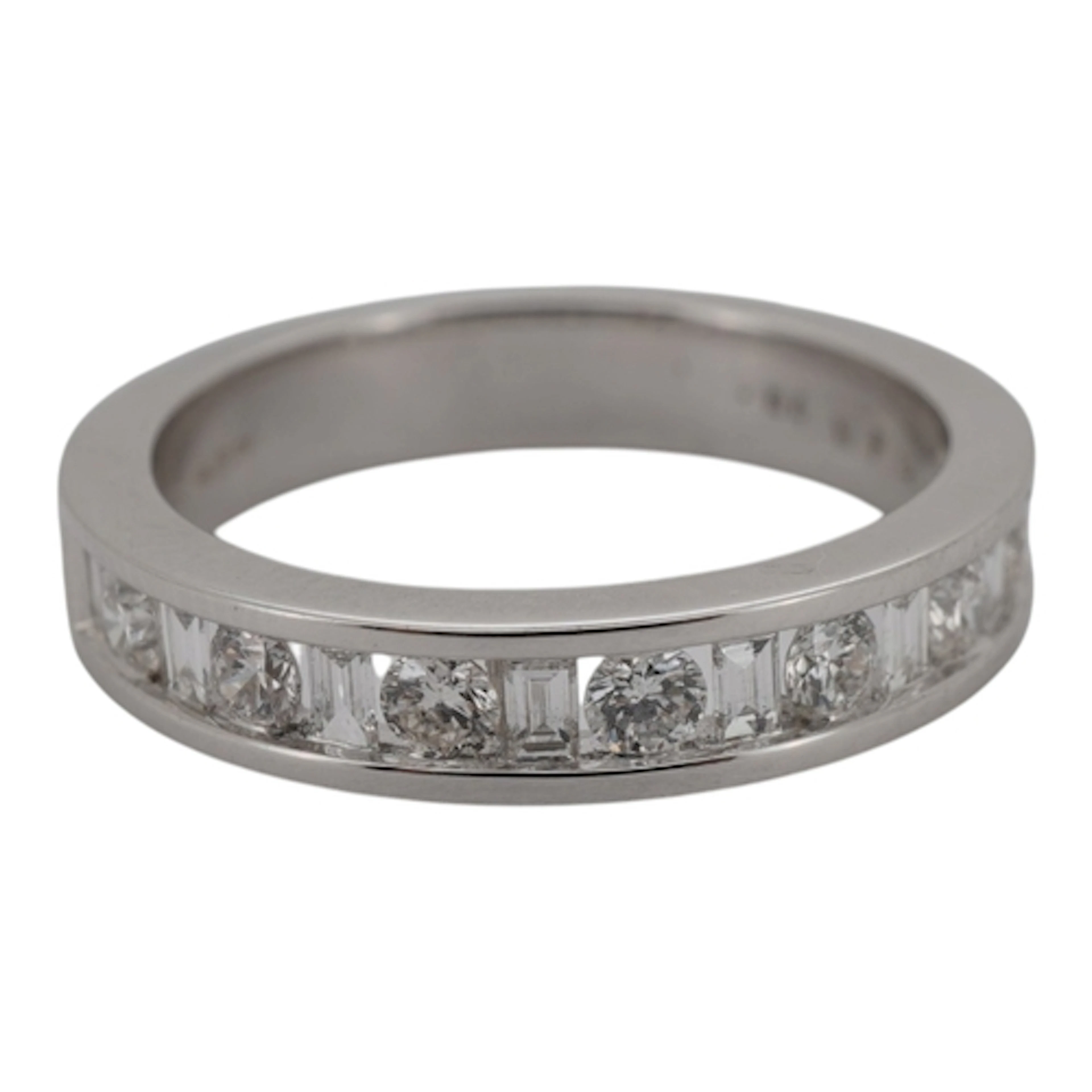 A diamond half eternity ring, channel-set to the front with ...