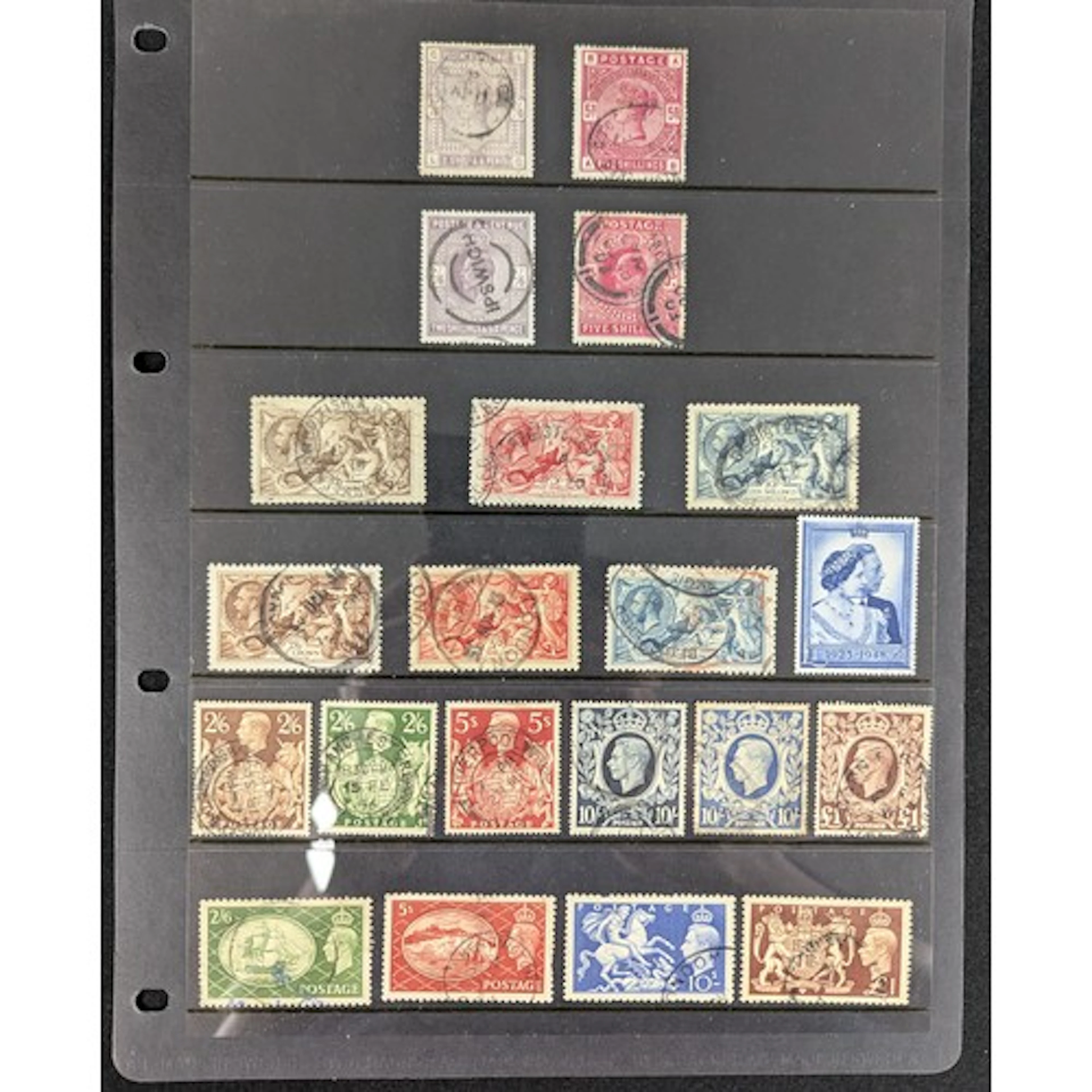 Stamps : GB high denomination stamps QV - KGI, noted KGV 2/6...