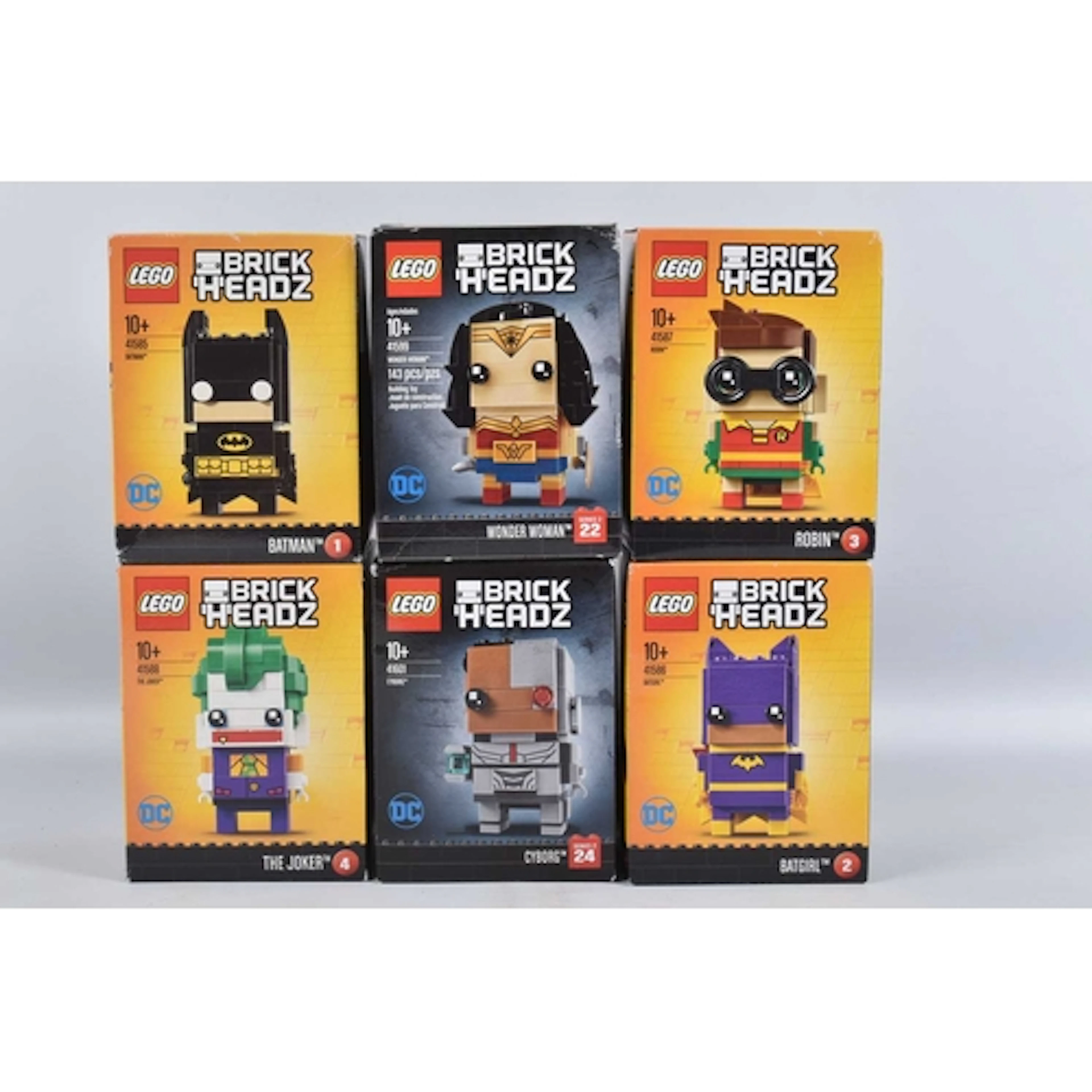 SIX BOXED AND SEALED LEGO DC BRICKHEADZ, to include Batman 4...